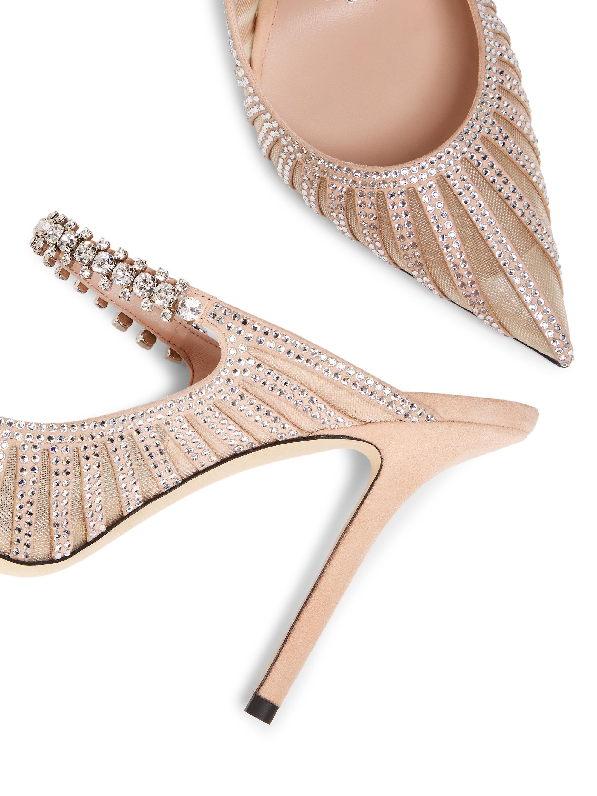 Jimmy Choo Bing 100MM Crystal-Embellished Mesh Mules | Saks Fifth