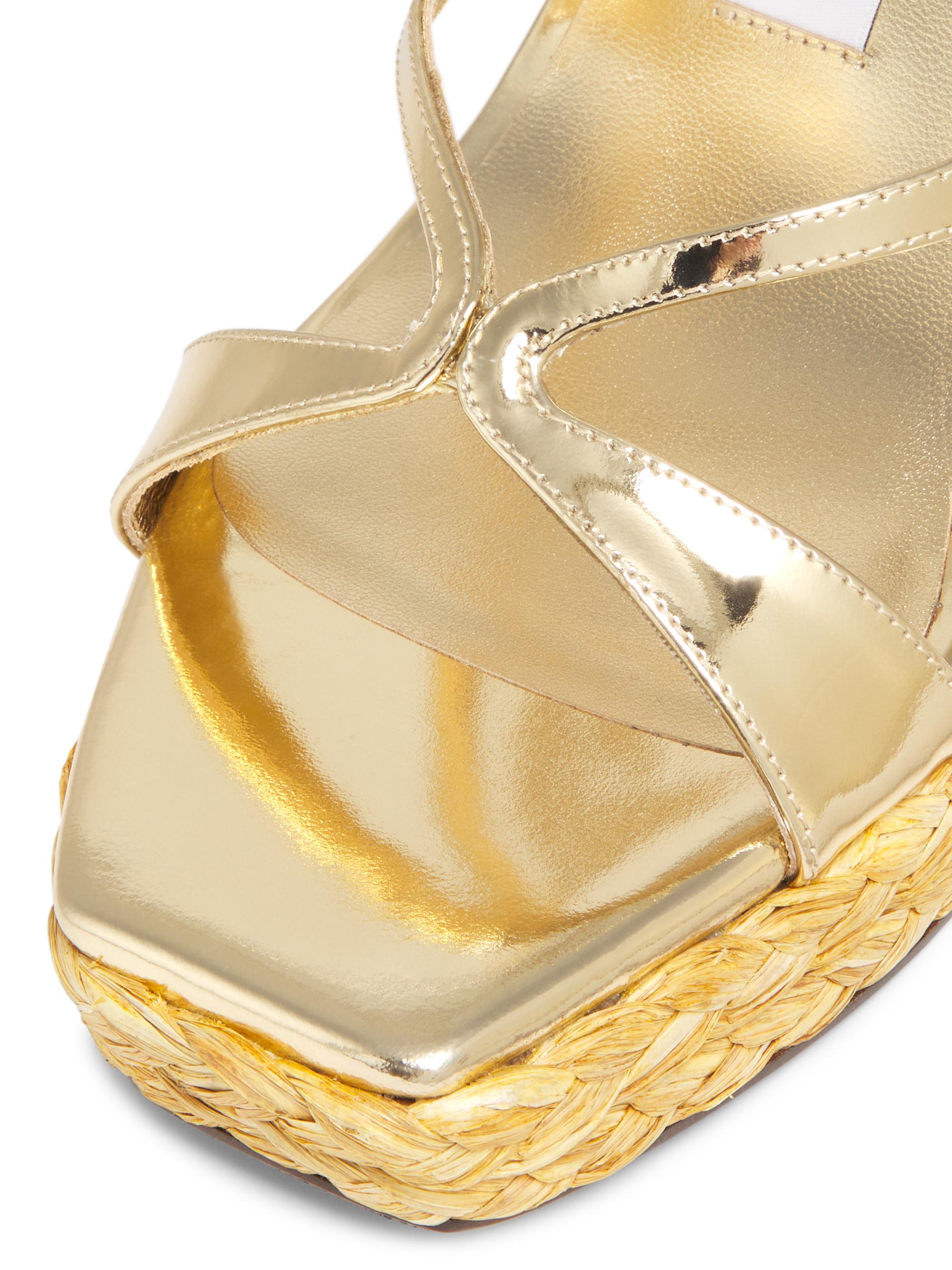 Jimmy Choo Ayla 110MM Metallic Leather Platform Wedge Sandals