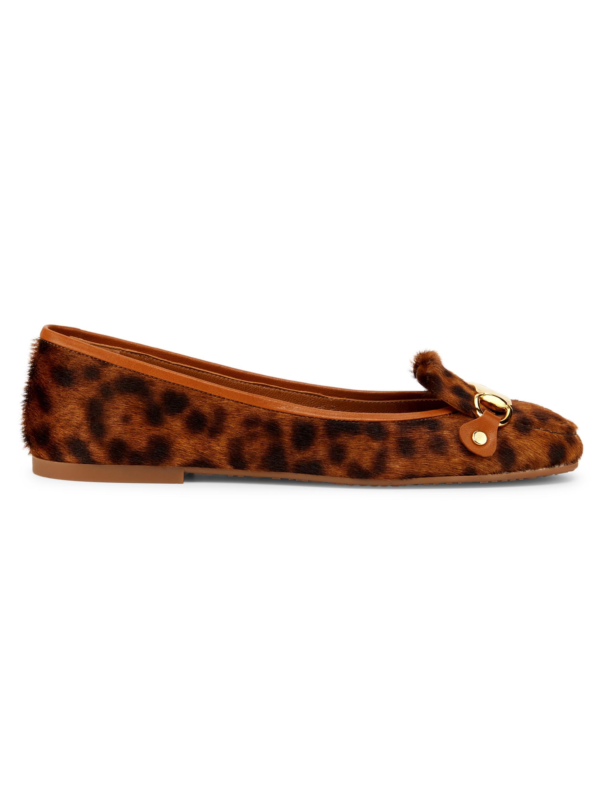 See by Chloé Women's Leopard Calf Hair Ballet Flats - Brown