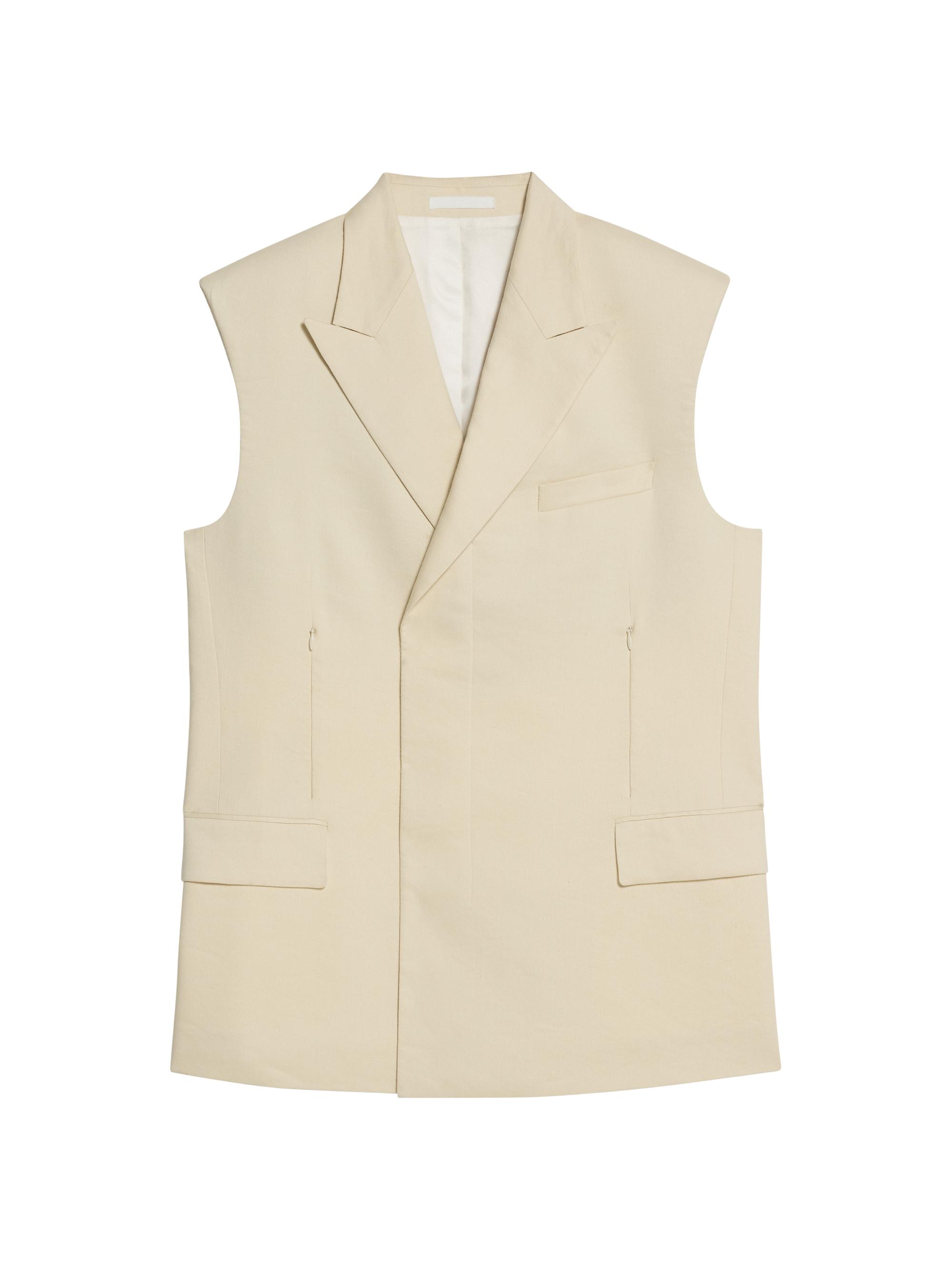 ジャケット・アウター Eaphi linen like belt vest Eaphi】linen like belt vest