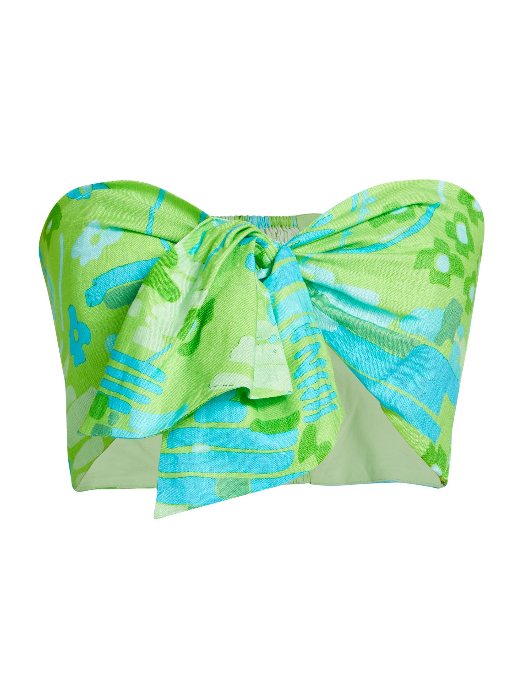 Rhode Women's Toni Printed Linen Crop Top - Electric Eden