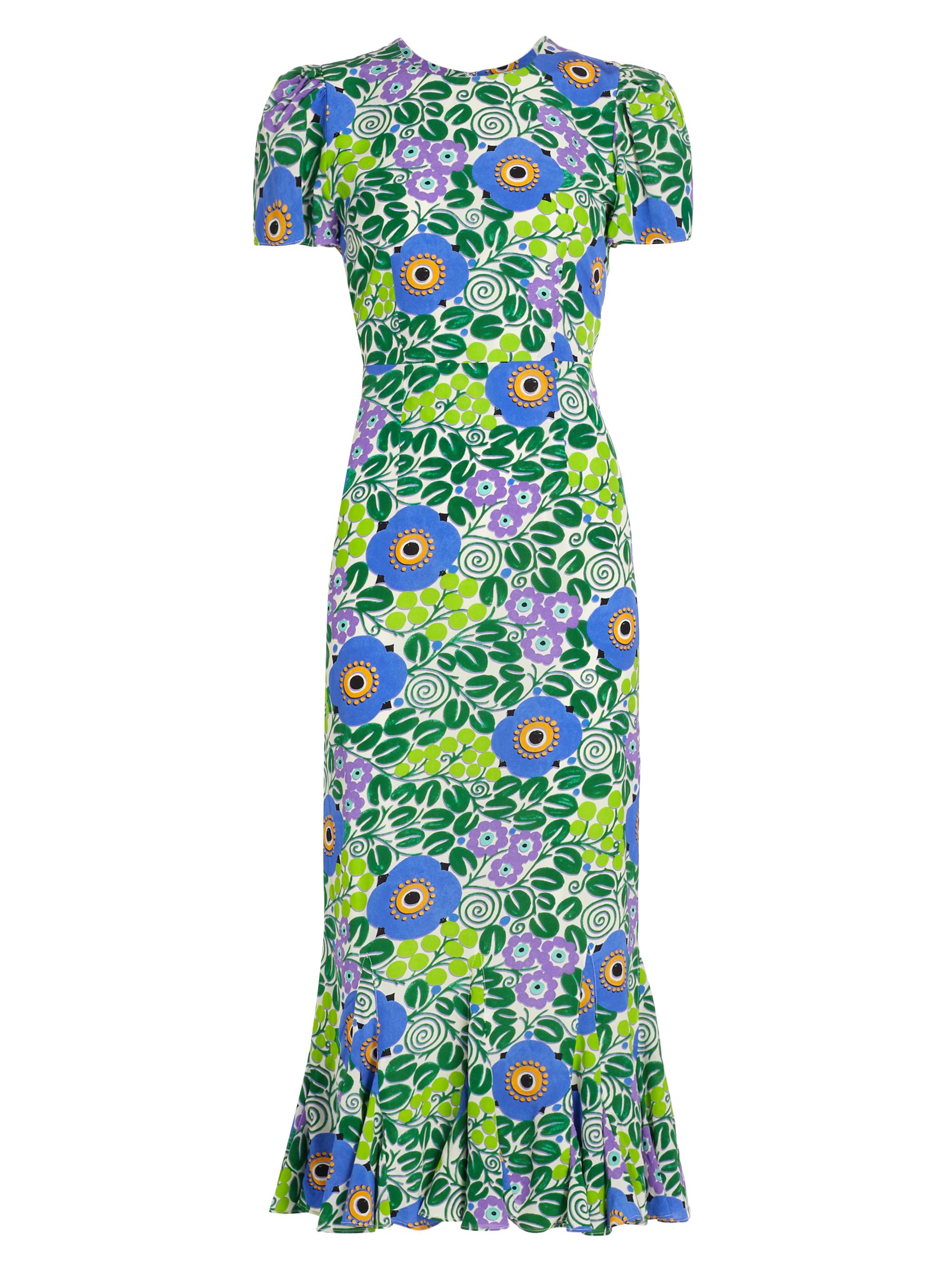 Rhode Women's Lulani Floral Ruffled Midi-Dress - Wisteria Aura Blossom