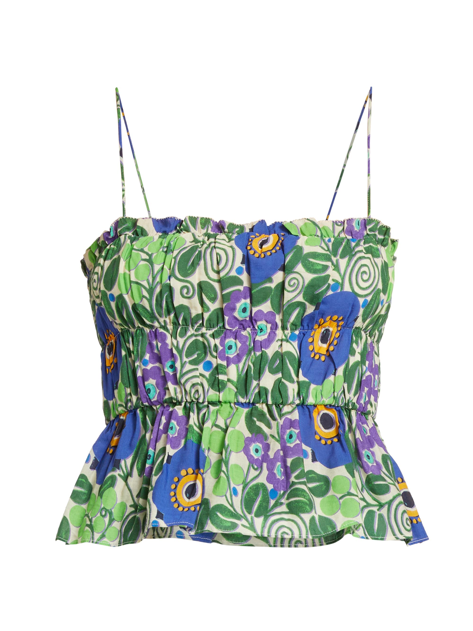 Rhode Women's Julieta Geometric Floral Shirred Top - Wisteria Aura Blossom