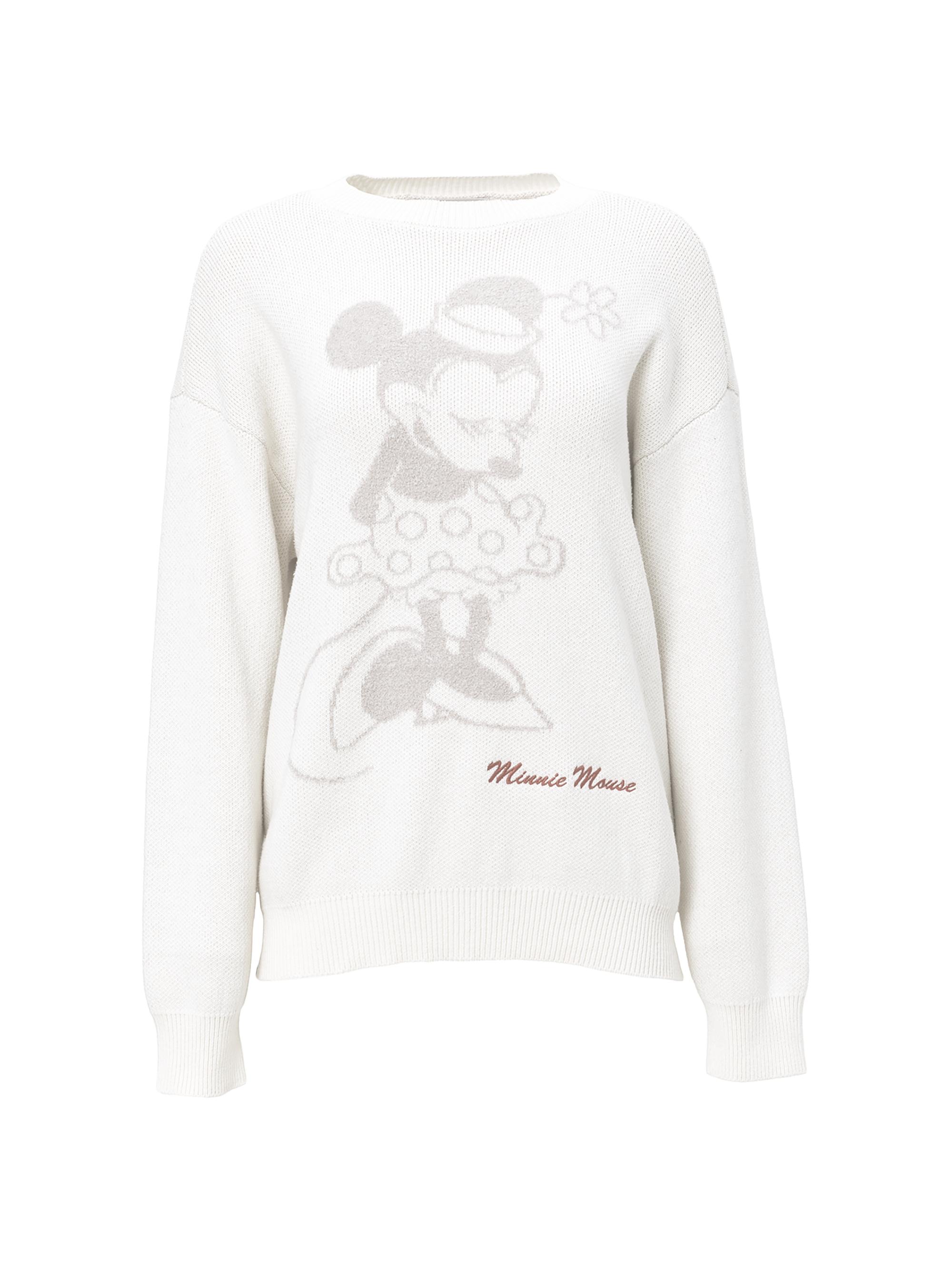 Barefoot Dreams Women's CozyChic Minnie Mouse Sweater - Cream Multi