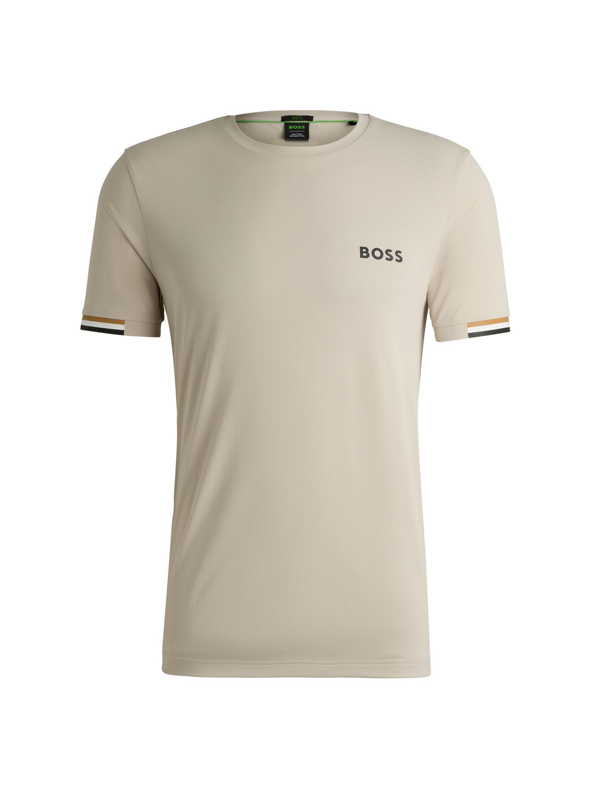 BOSS Men's  x Matteo Berrettini Waffle Fabric T-Shirt - Beige