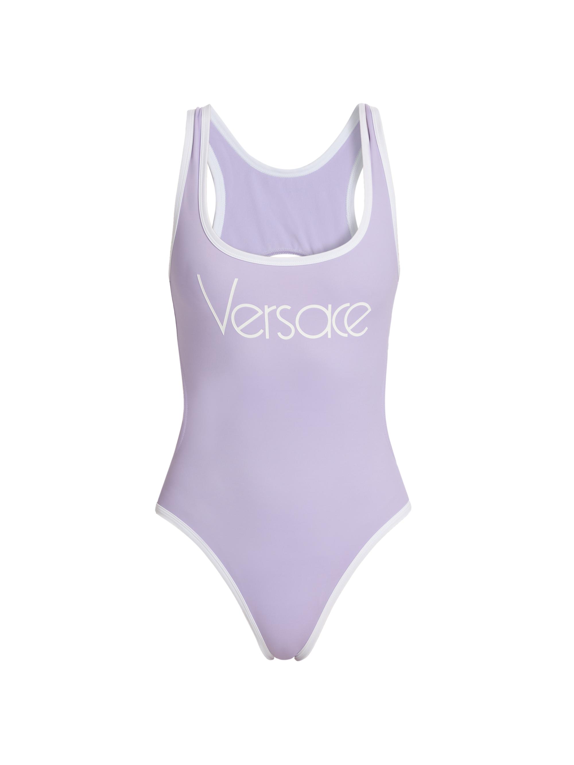 Versace Women's Logo One-Piece Swimsuit - Mauve