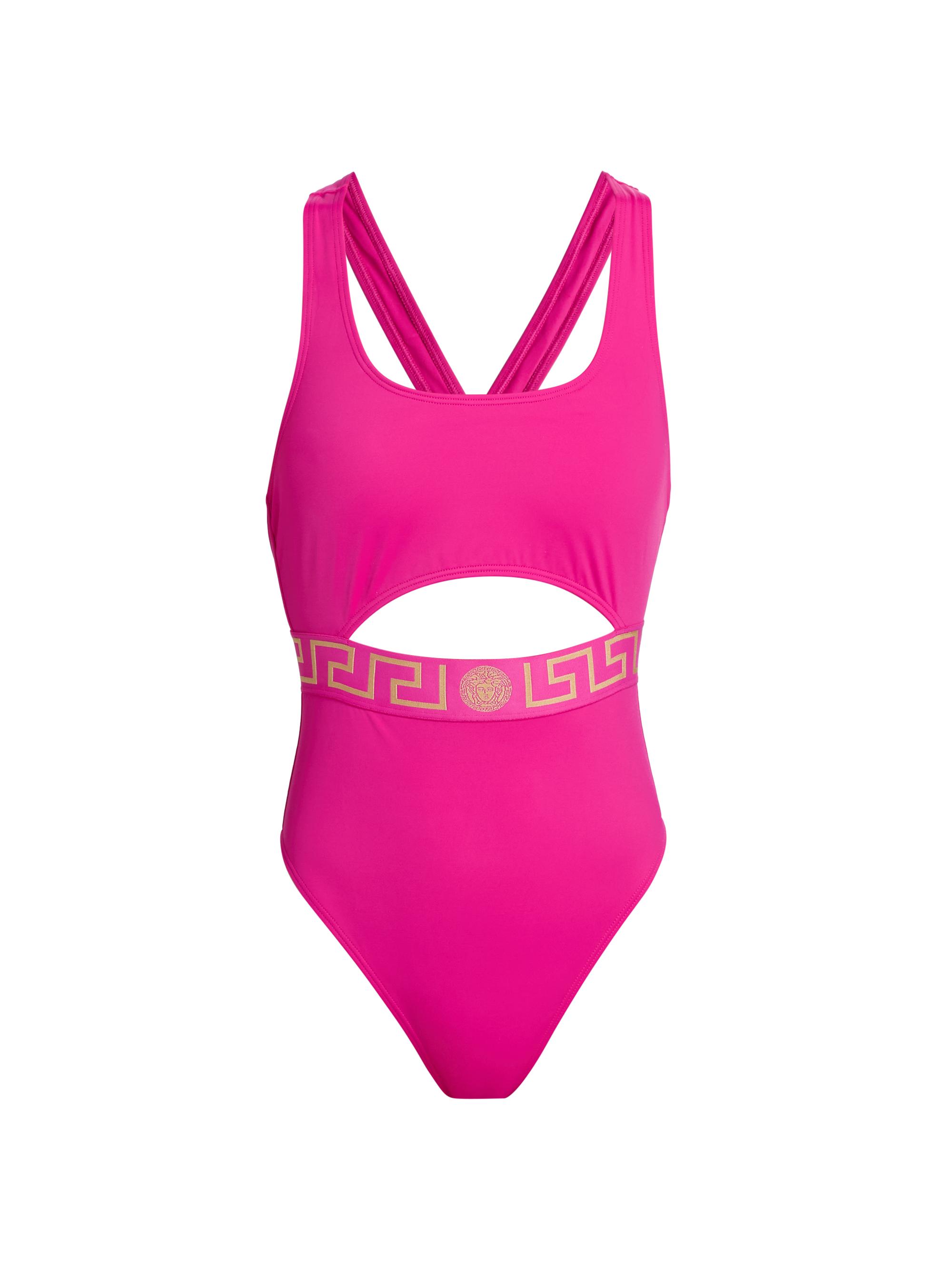 Versace Women's Greek Key Medusa One-Piece Swimsuit - Pink Sapphire
