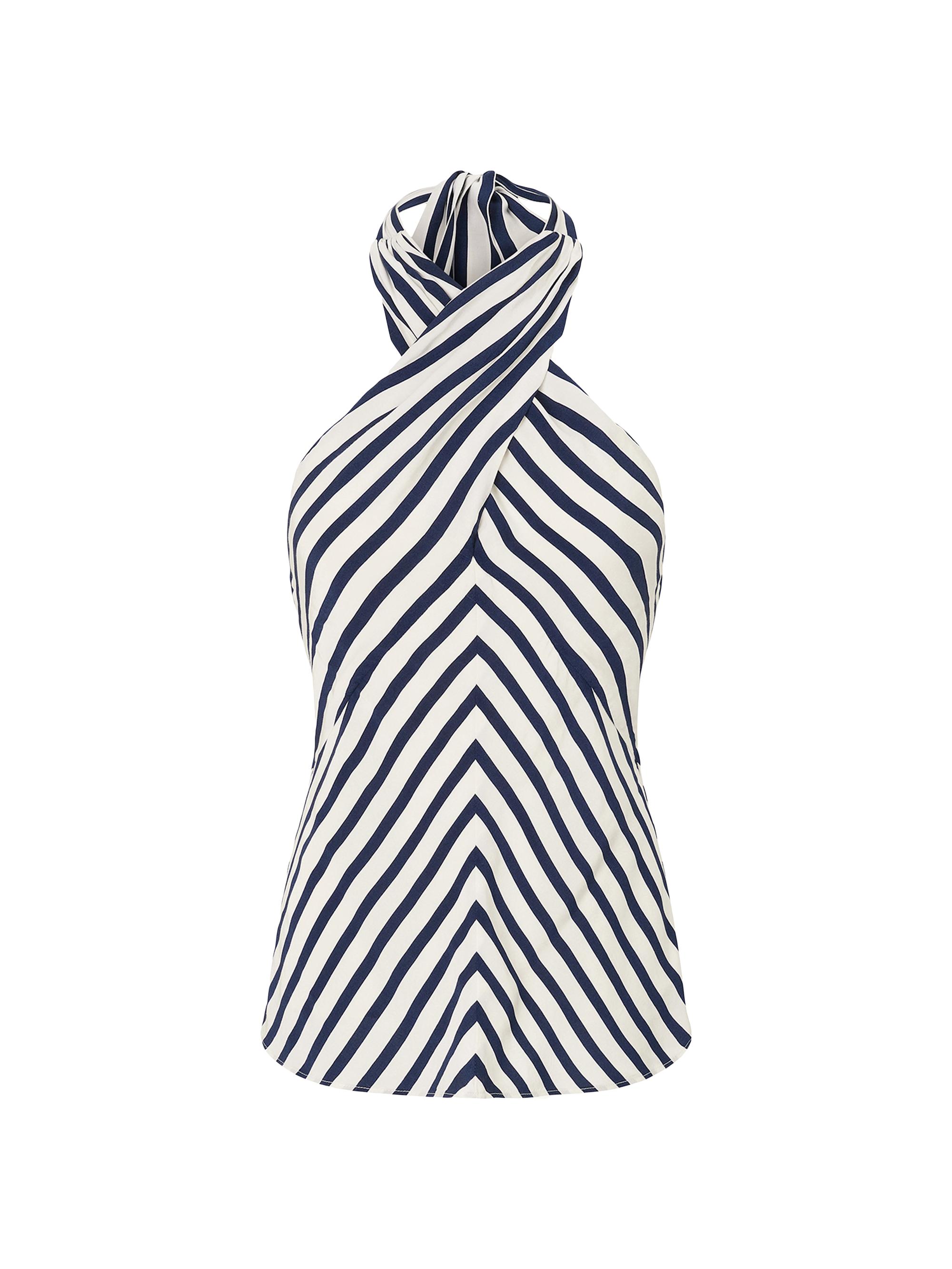 Staud Women's Dawn Striped Sleeveless Top - White Navy Stripe