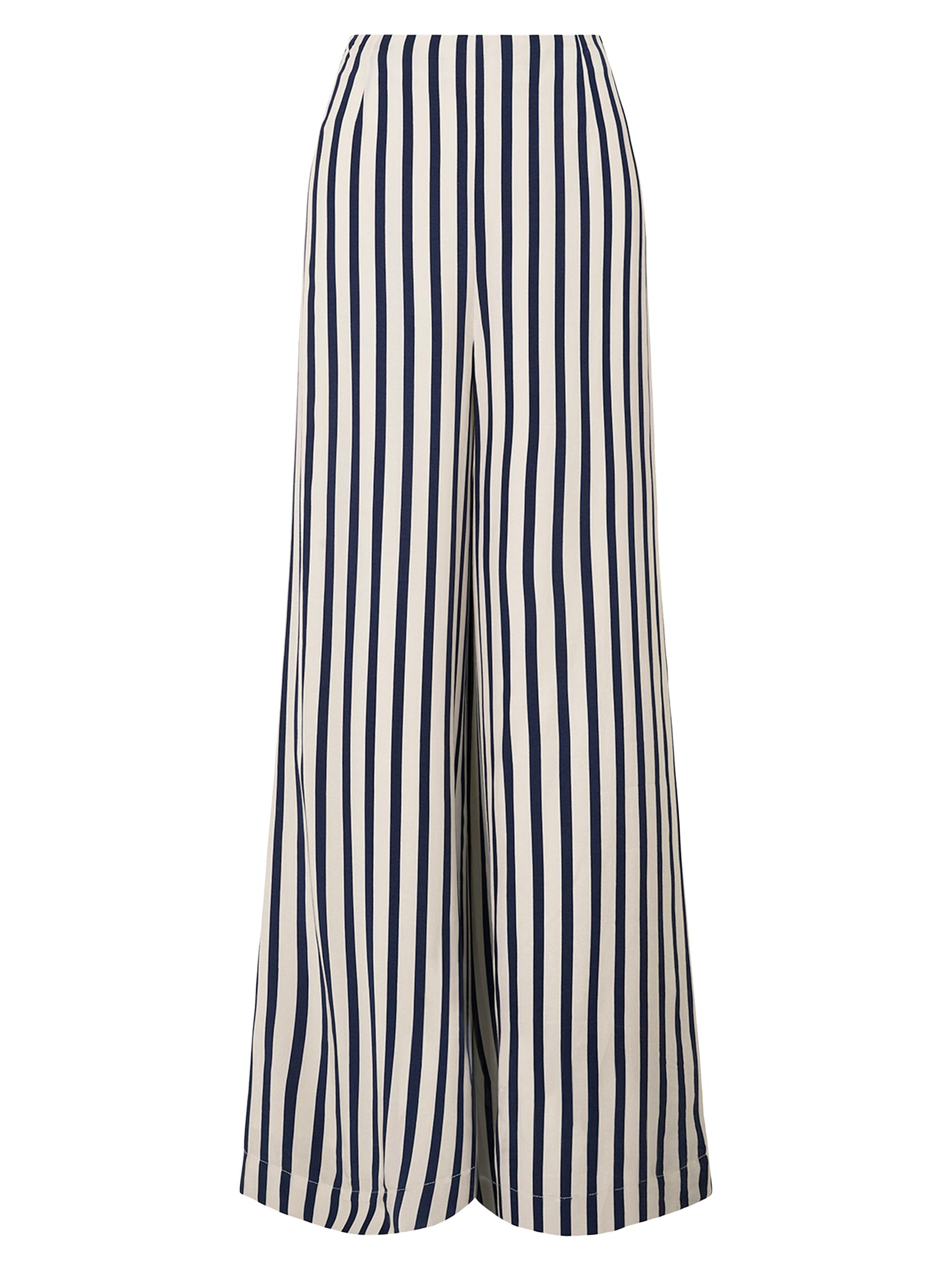 Staud Women's Luke Striped Wide-Leg Pants - White Navy Stripe