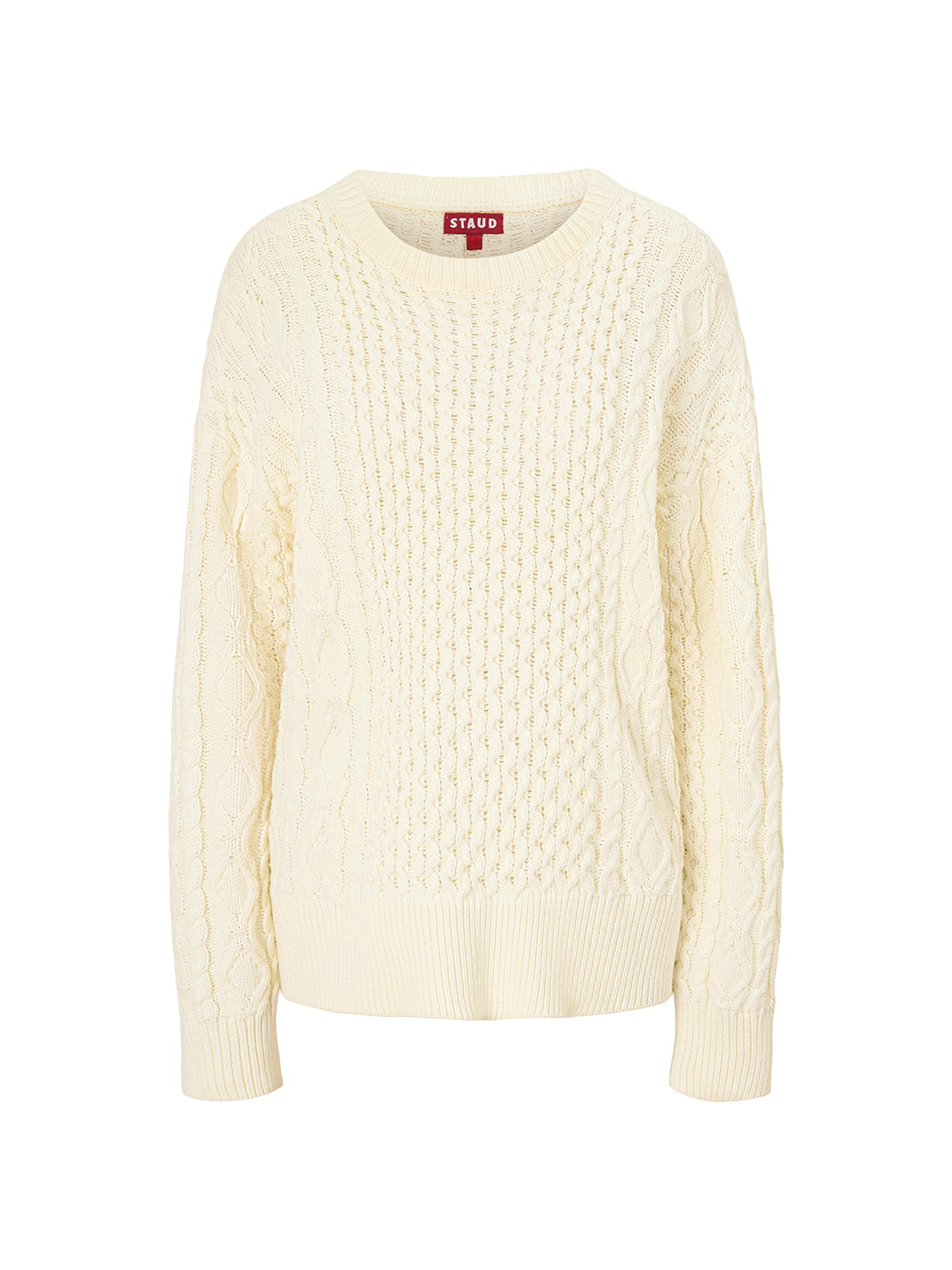 Staud Women's Tracy Cable-Knit Crewneck Sweater - Buttercream