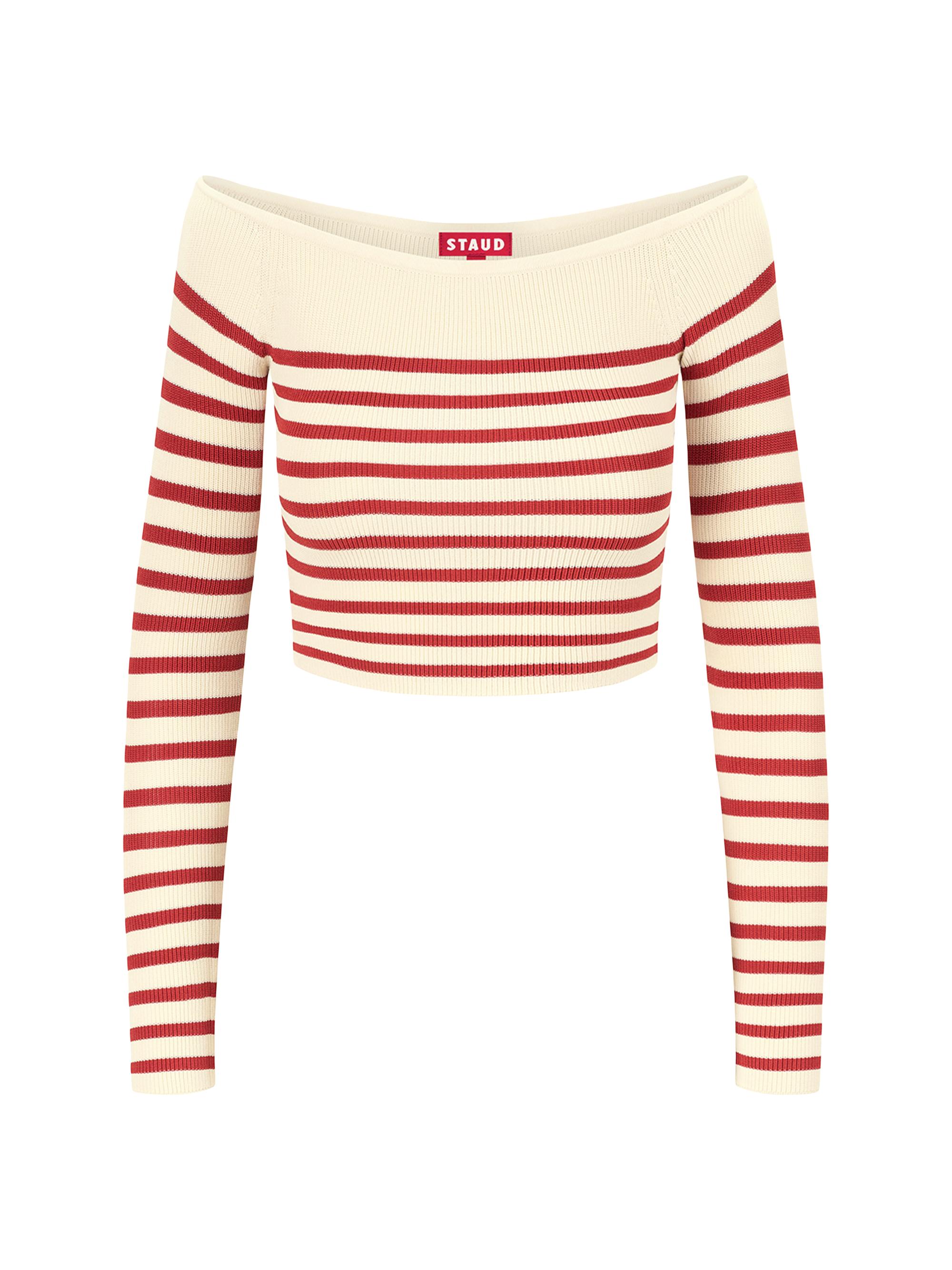 Staud Women's Float Striped Off-The-Shoulder Top -  Pomegranate