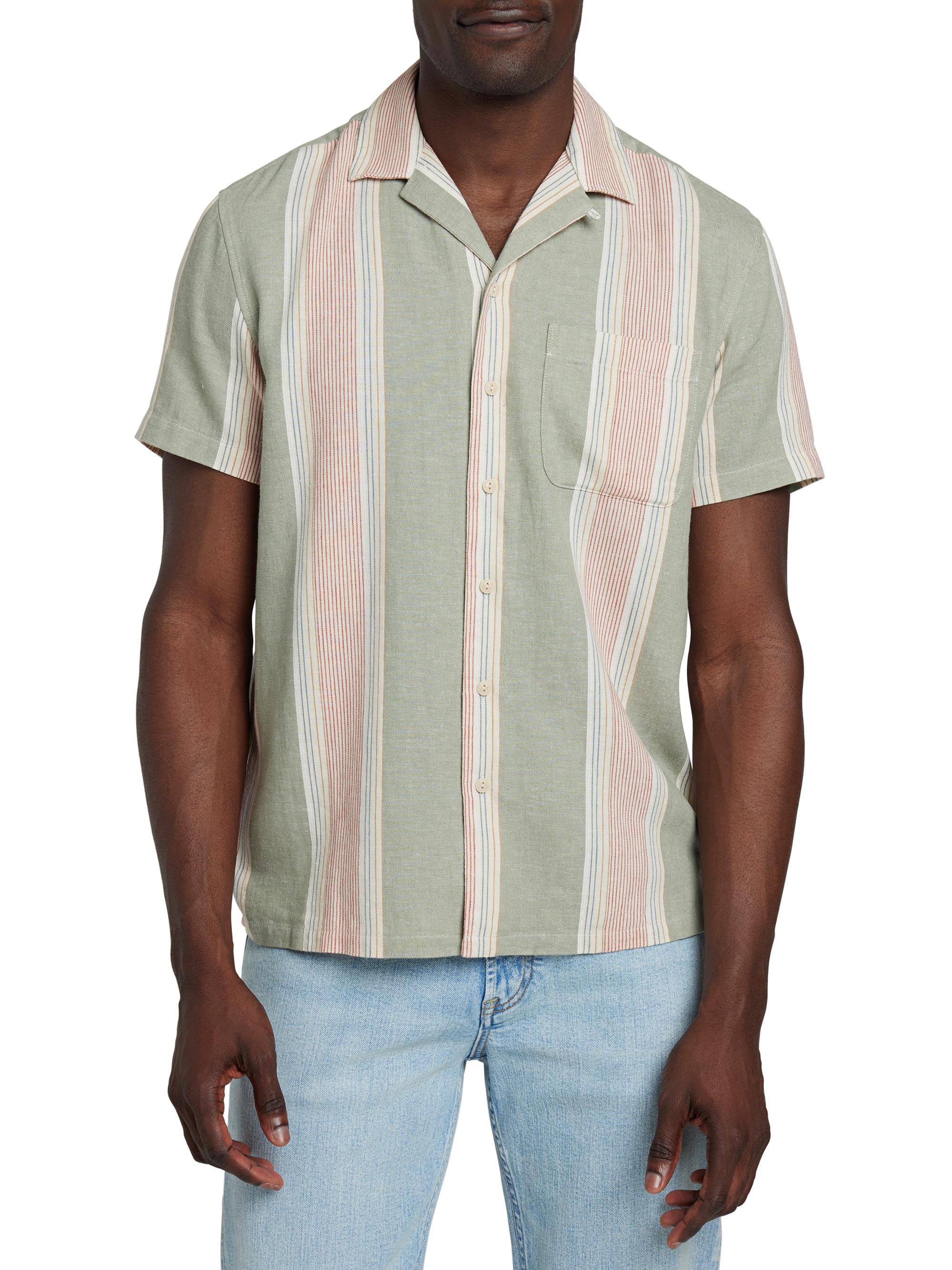 Faherty Brand Men's Hemp-Blend Camp Shirt - Forest Isle Stripe