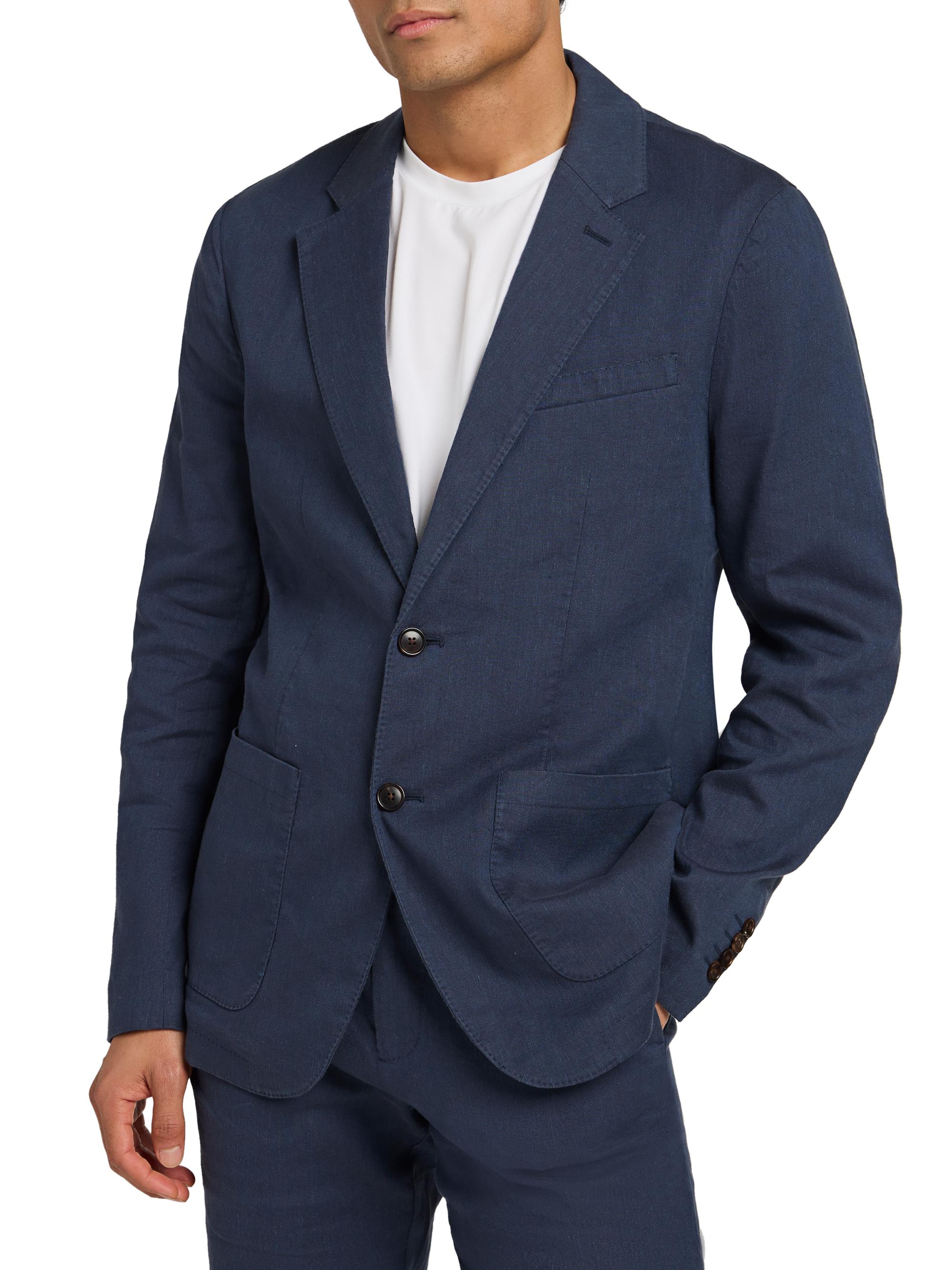 Faherty Brand Men's Movement Flex Linen-Blend Two-Button Blazer - Deep Sea Navy
