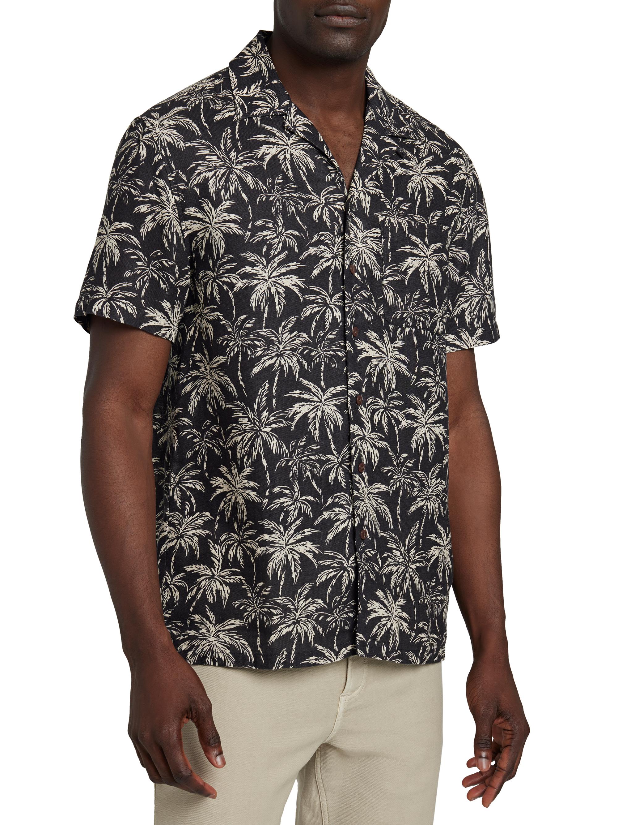 Faherty Brand Men's Hemp-Blend Camp Shirt - Charcoal Tropic Trees