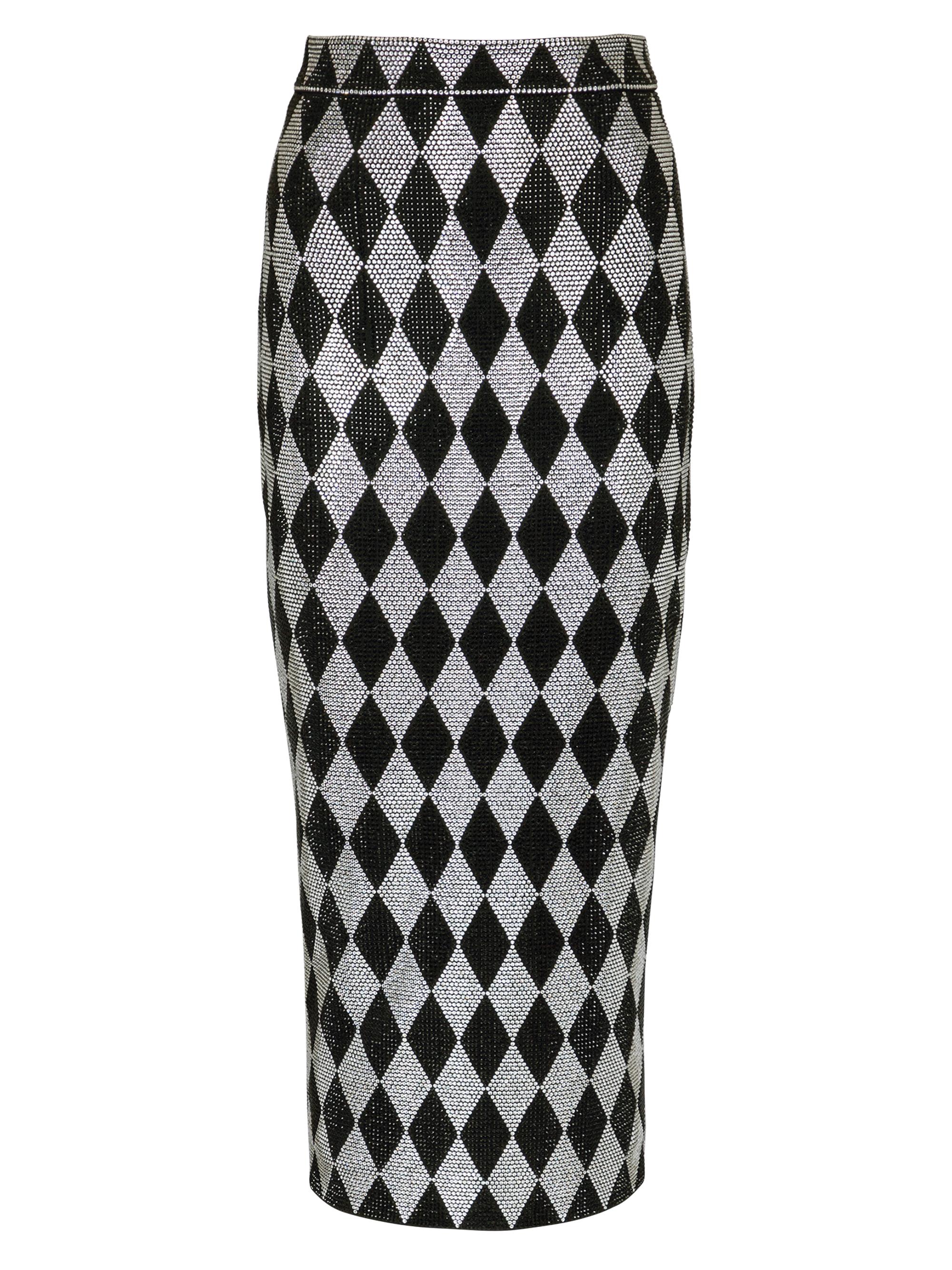 Balmain Women's Crystal-Embellished Midi-Skirt - Noir Cristal