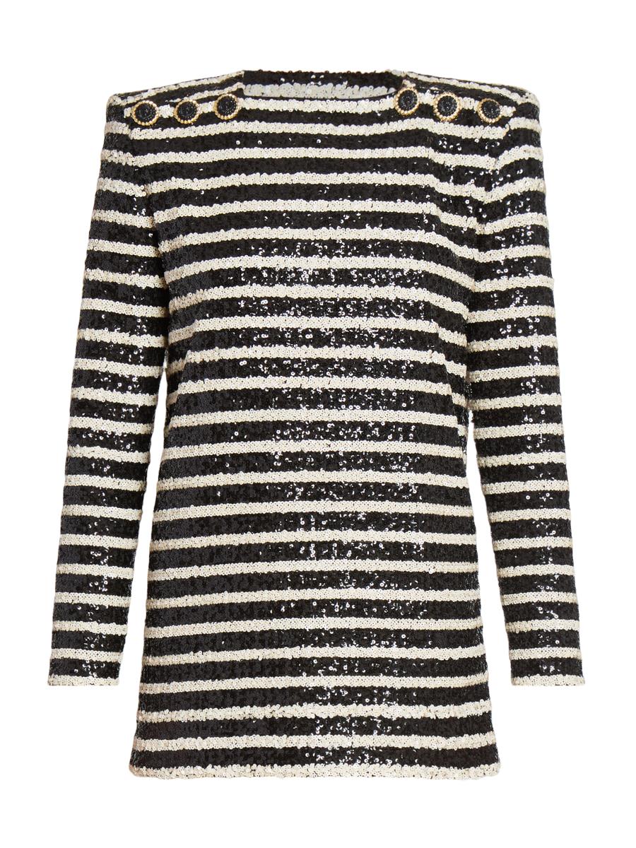 Shop Balmain Sequined Striped Minidress | Saks Fifth Avenue Shop Balmain Sequined Striped Minidress | Saks Fifth Avenue