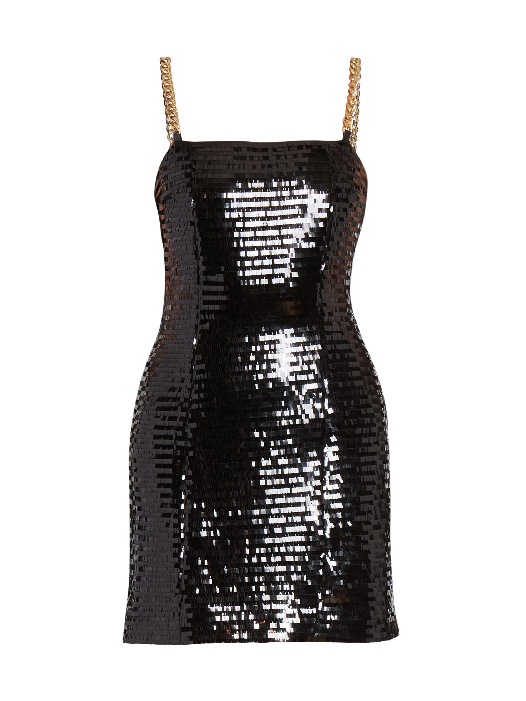 Balmain Women's Sequined Chain-Strap Minidress - Noir