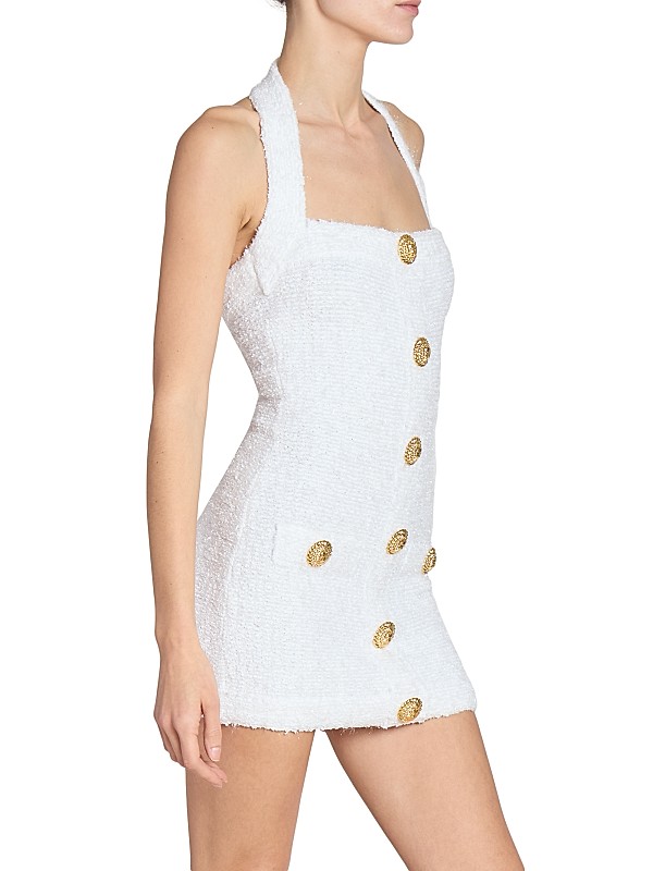 Shop Balmain Bouclé Halterneck Minidress | Saks Fifth Avenue Shop Balmain Bouclé Halterneck Minidress | Saks Fifth Avenue