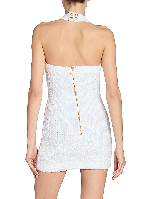 Shop Balmain Bouclé Halterneck Minidress | Saks Fifth Avenue Shop Balmain Bouclé Halterneck Minidress | Saks Fifth Avenue