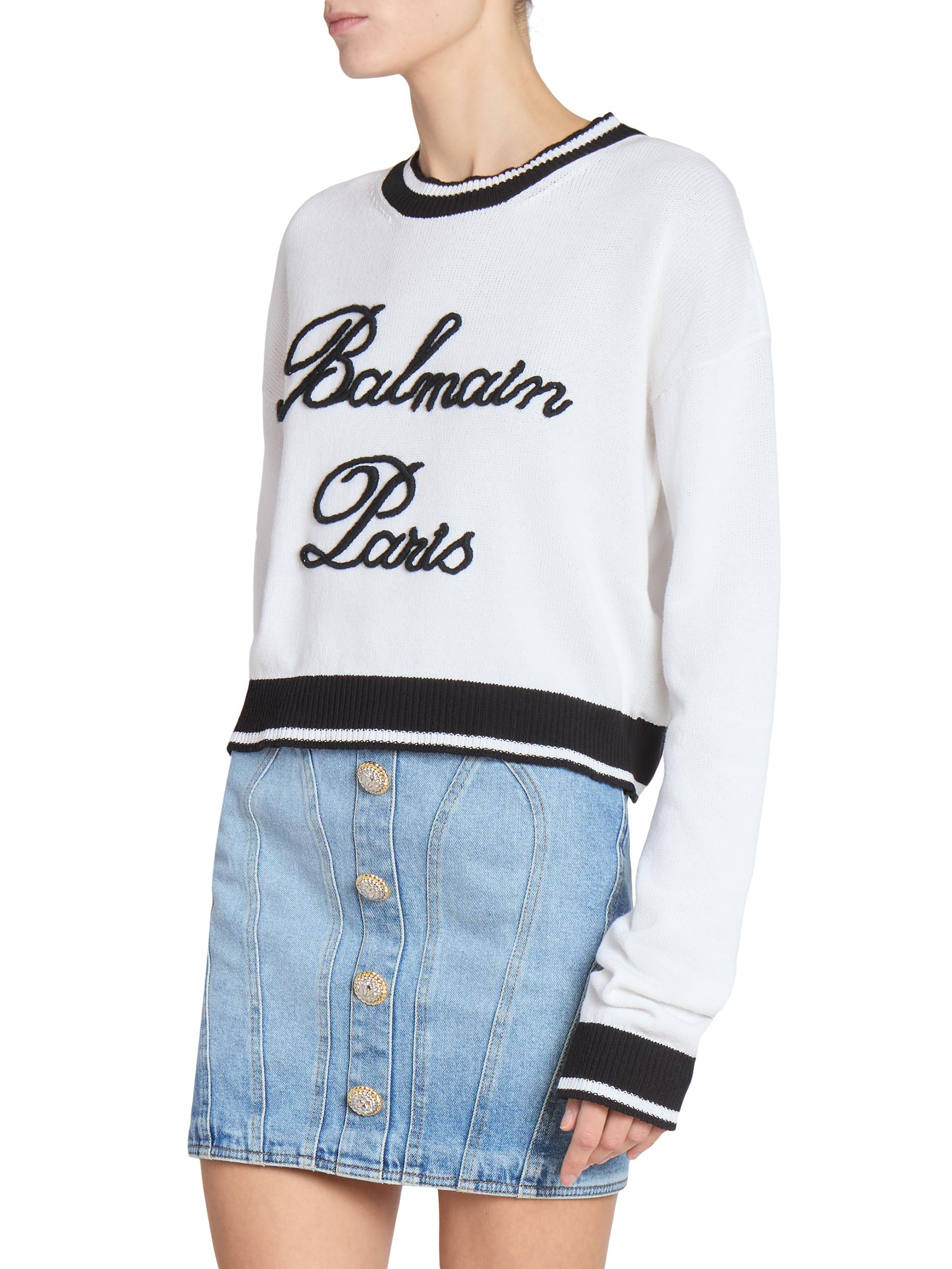 Balmain White Signature Sweater