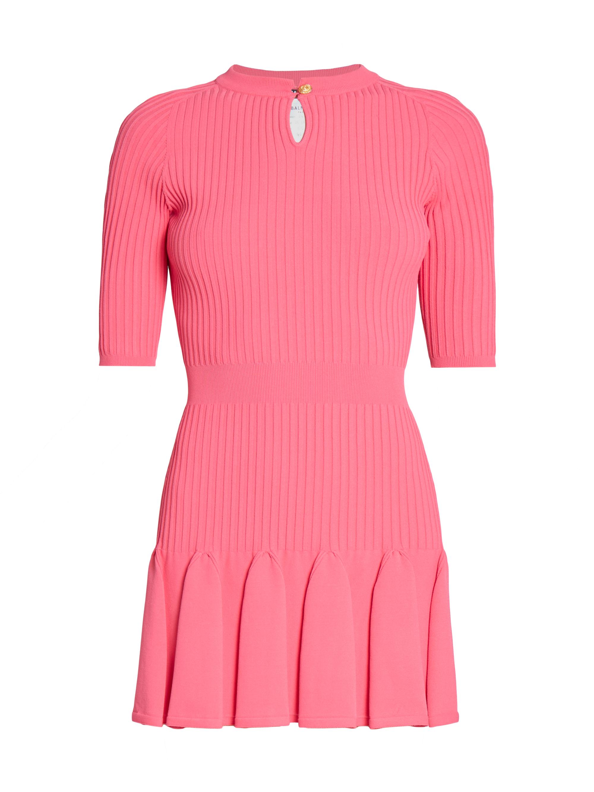 Balmain Women's Keyhole Knit Skater Minidress - Rose Foncé
