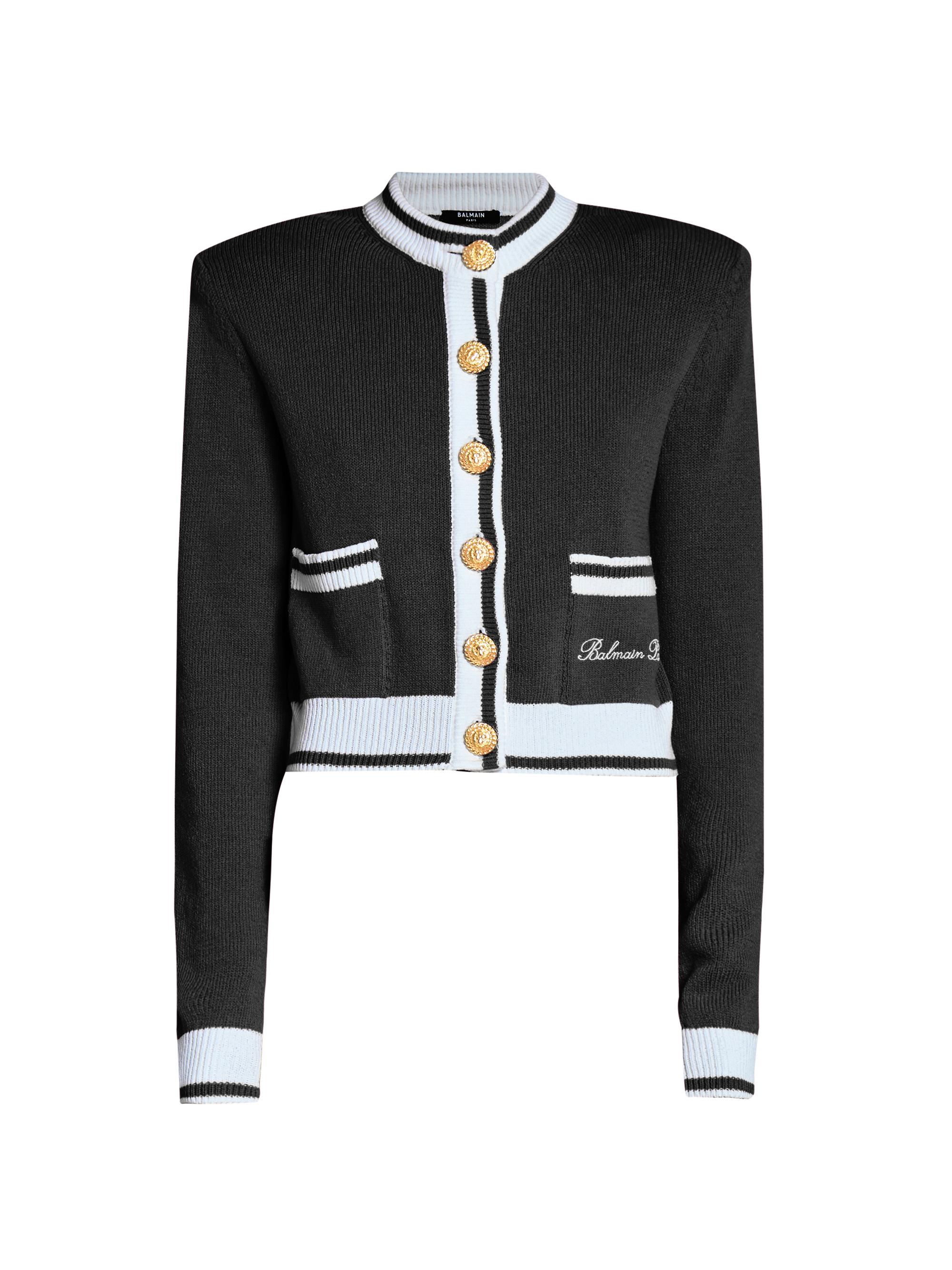 Balmain Women's Signature Logo Knit Cardigan - Blanc Noir