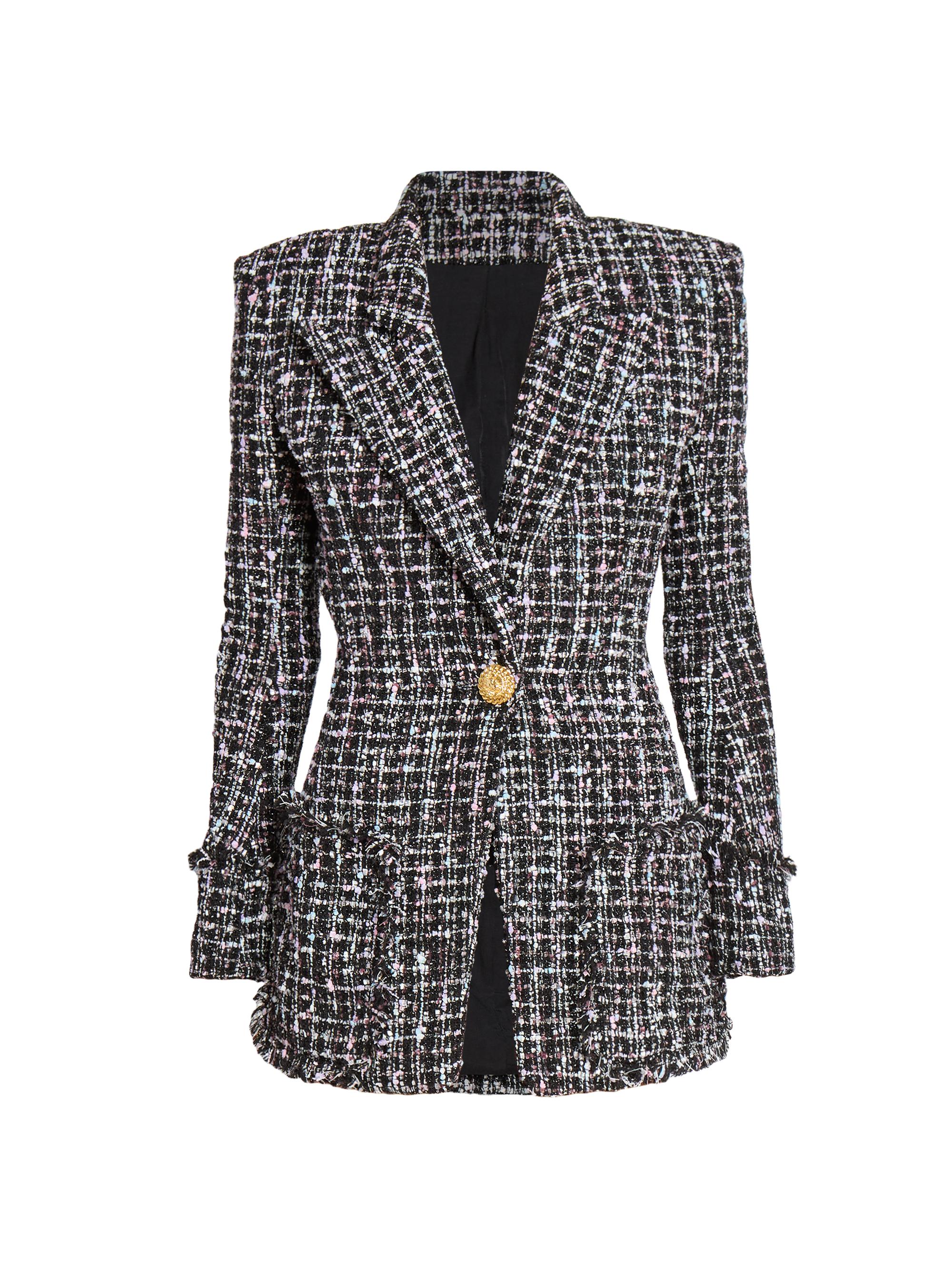 Balmain Women's Tweed Single-Breasted Blazer - Noir Multi