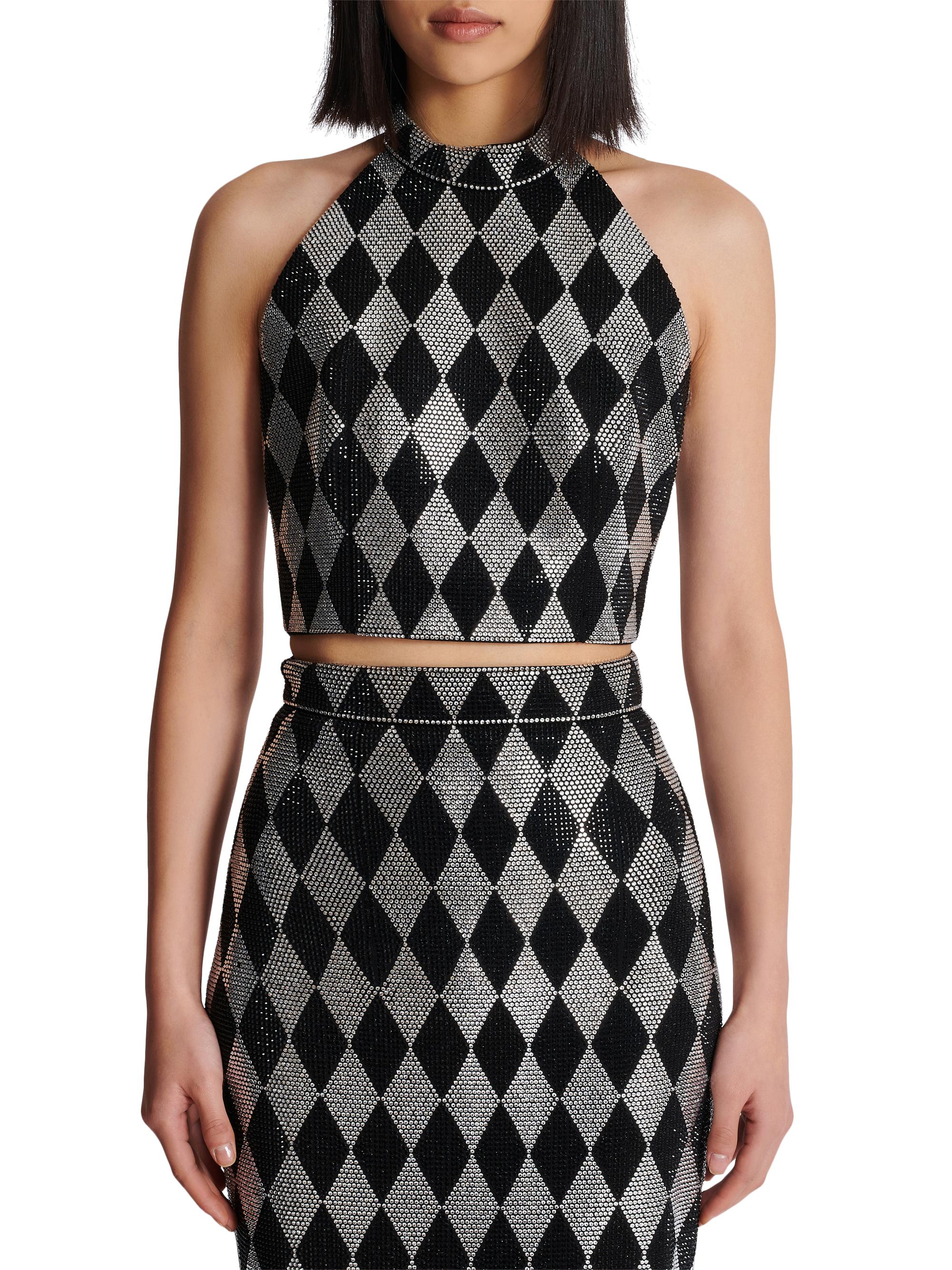Balmain Embellished Halter Crop Top | Saks Fifth Avenue