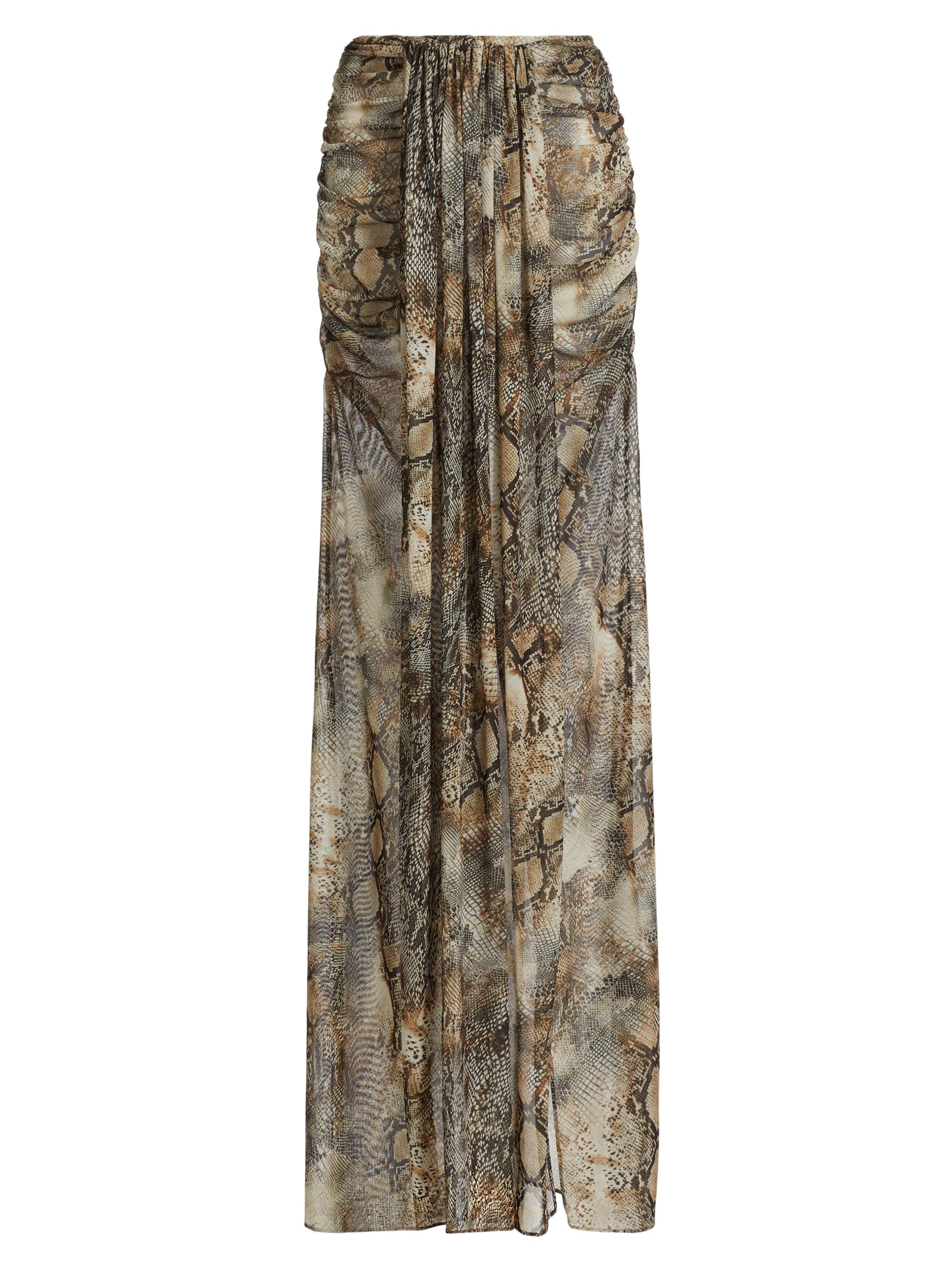 LaPointe Women's Printed Mesh Draped Maxi Skirt - Snake Print