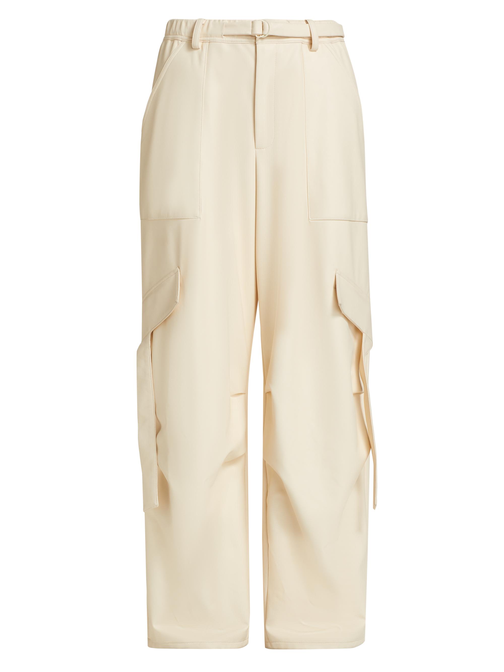 LaPointe Women's Stretch Faux Leather Utility Pants - Ecru