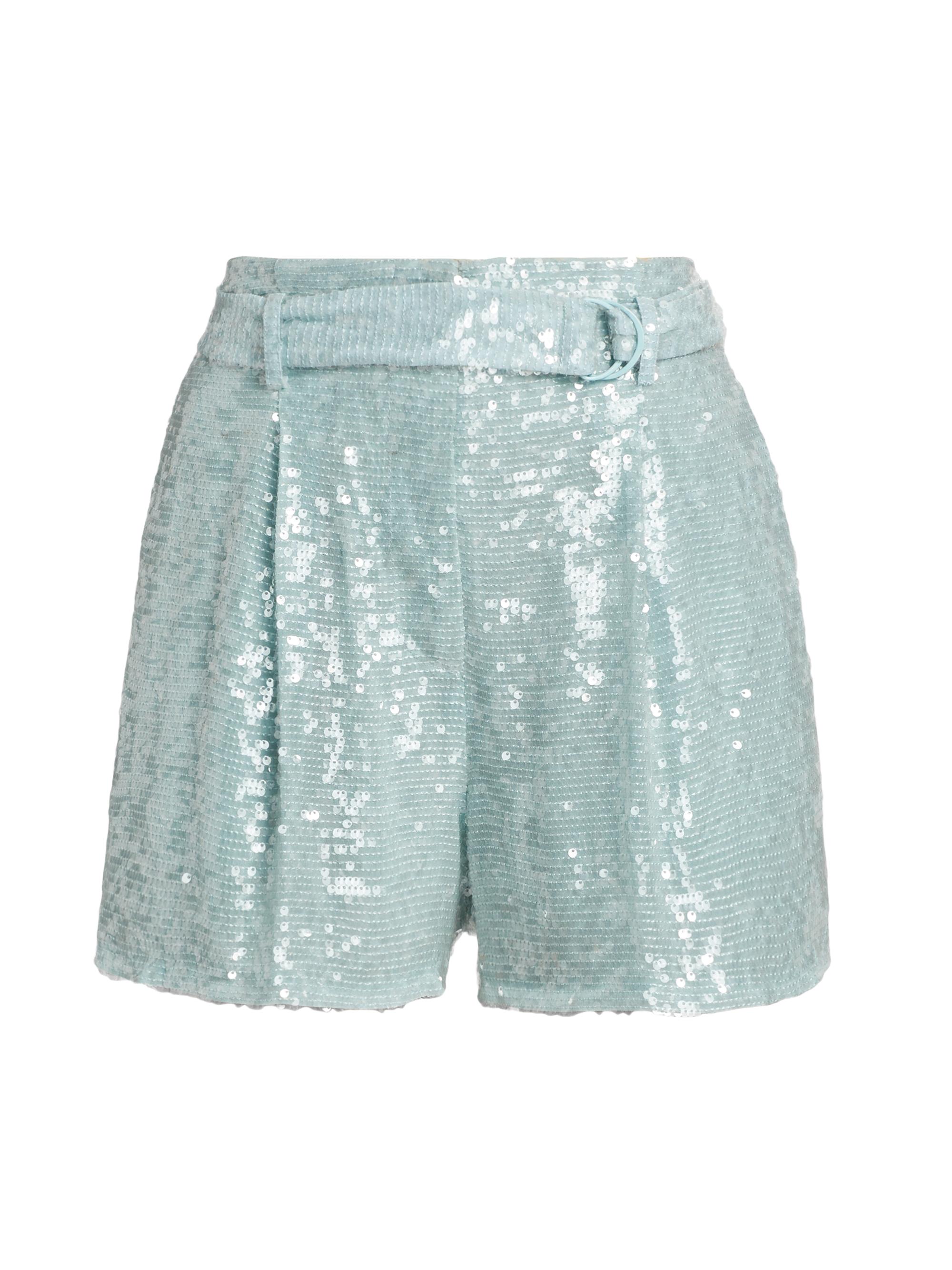 LaPointe Women's Sequined Belted Shorts - Soft Blue