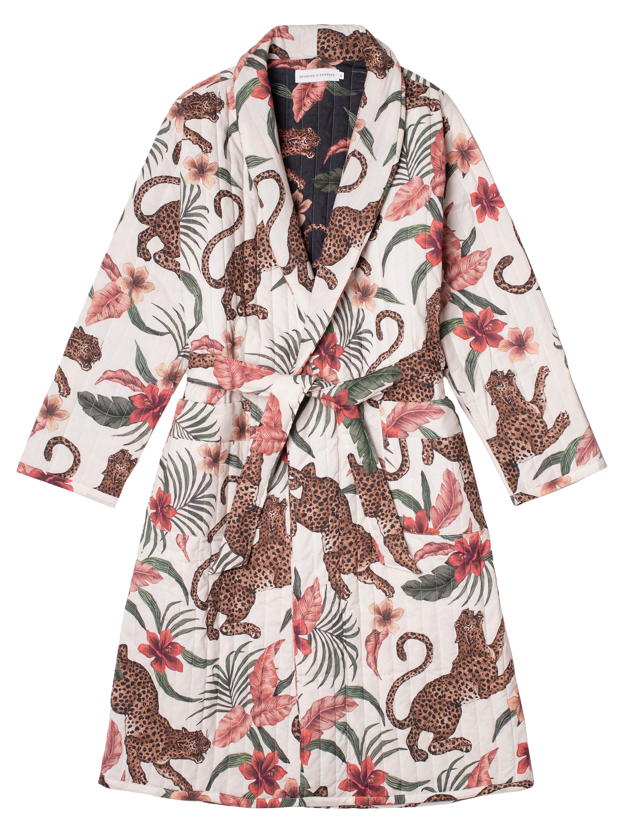Desmond & Dempsey Women's Soleia Jungle Quilted Robe - Cream Navy