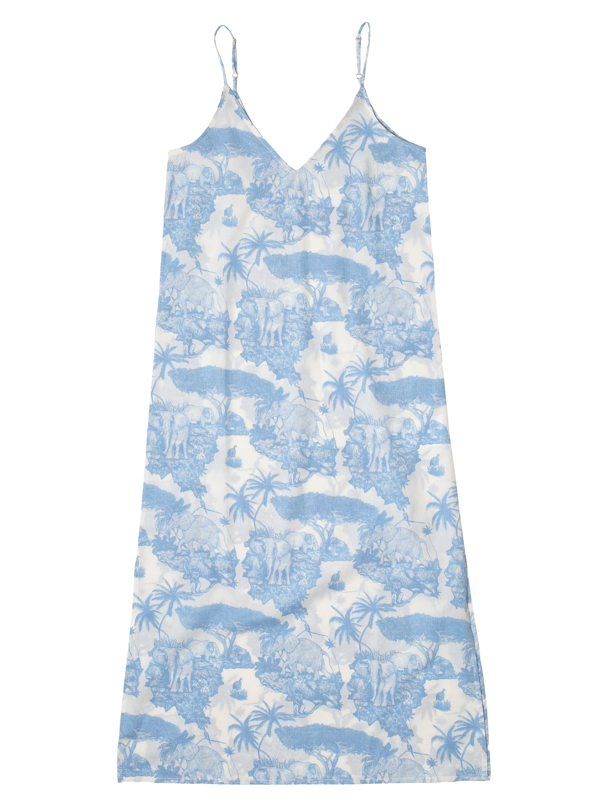 Desmond & Dempsey Women's Loxodonta Toille Print Slip - Blue Reverse