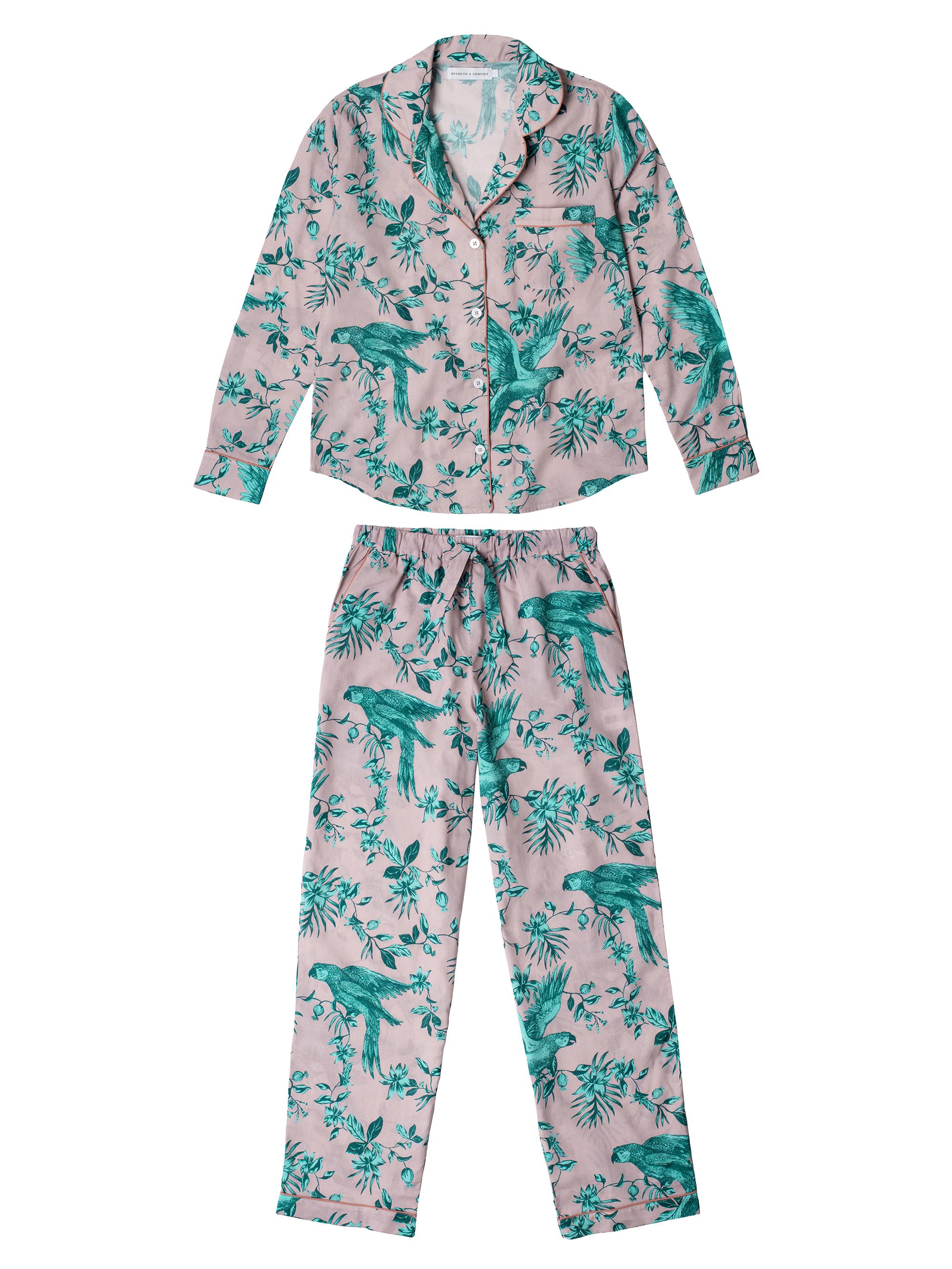Desmond & Dempsey Women's Parrot Print Pajama Set - Pink Green