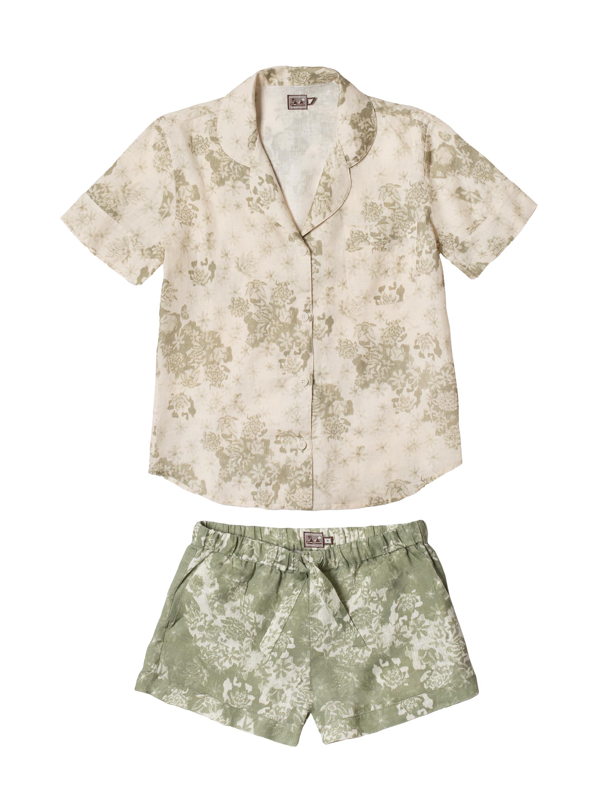 Desmond & Dempsey Women's Floral Short 2-Piece Pajama Set - Sage Green