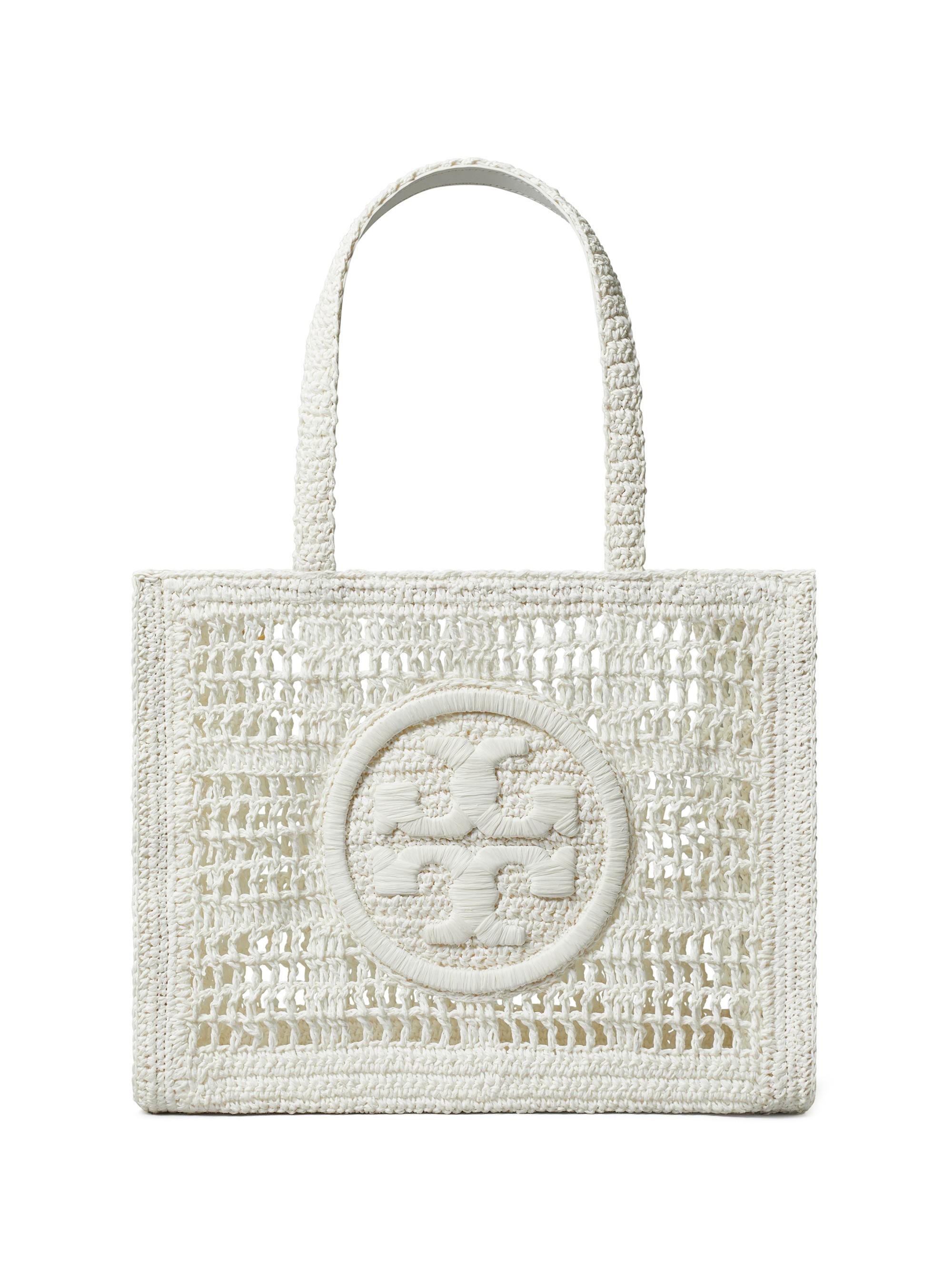 Tory Burch Women's  Ella Crochet Straw Tote Bag - White