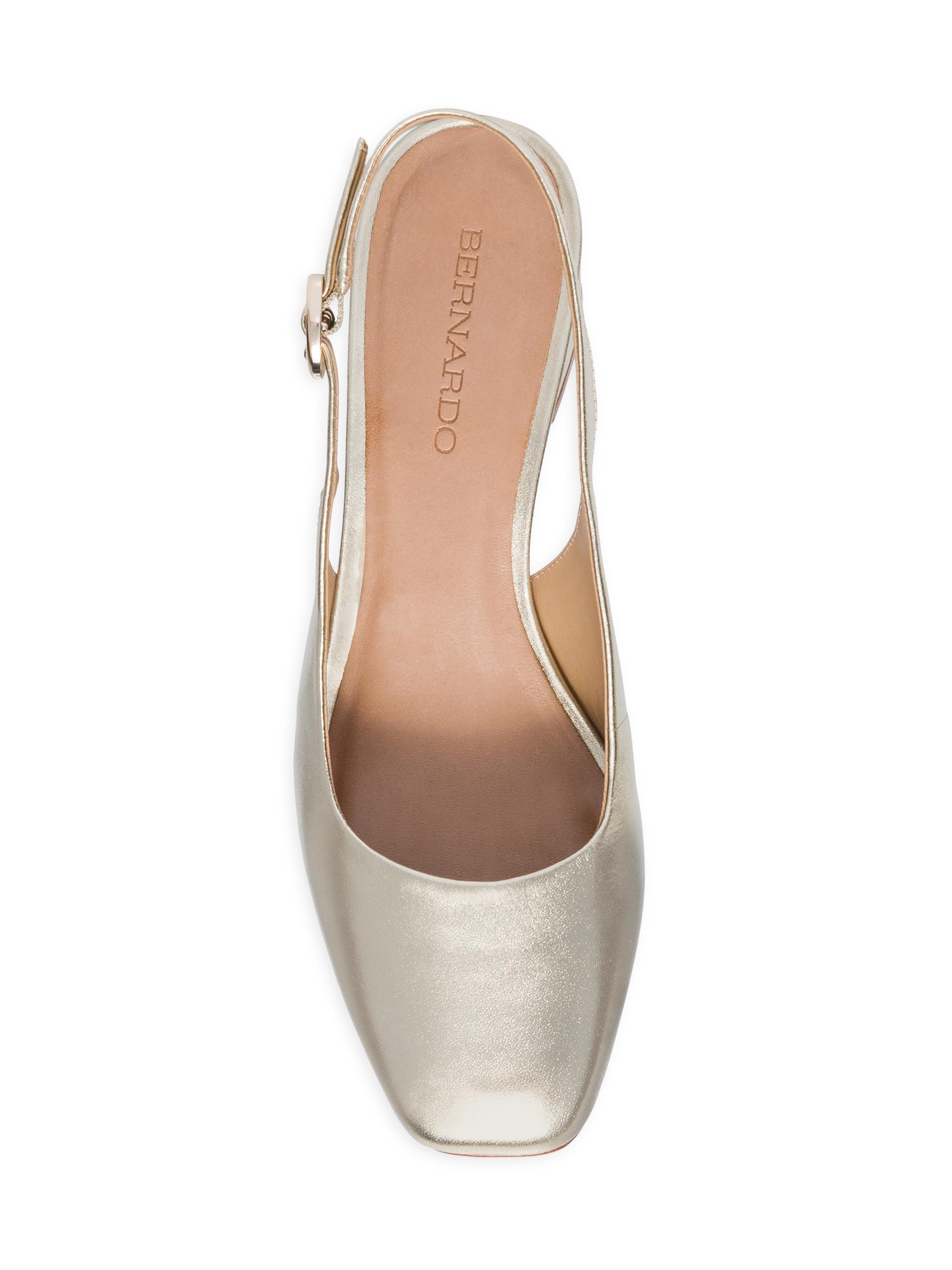 Bernardo Alexia Metallic Leather Block Sling Heels | Saks Fifth Avenue