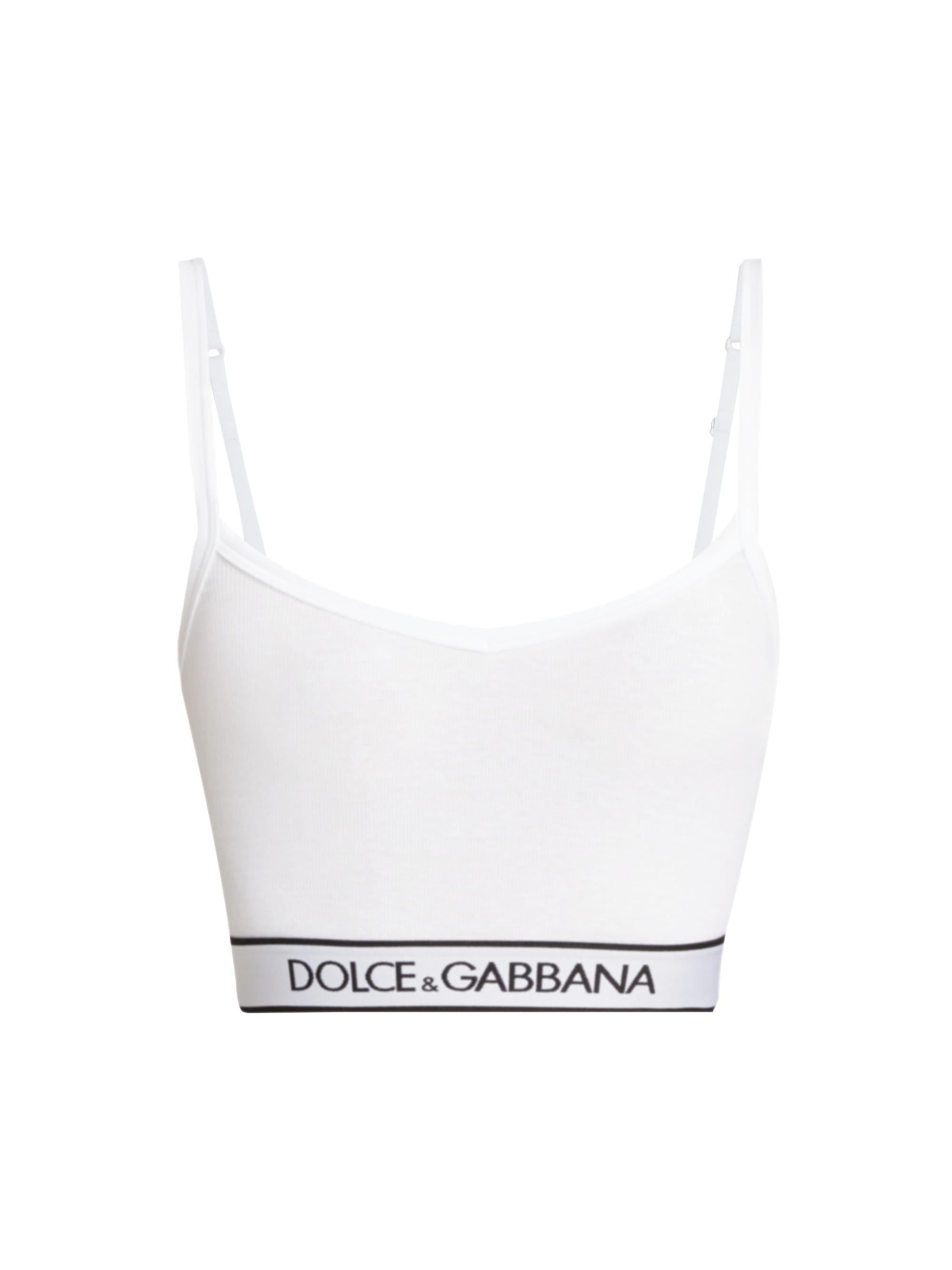 Dolce & Gabbana Women's Logo Tape Cotton Crop Cami - White
