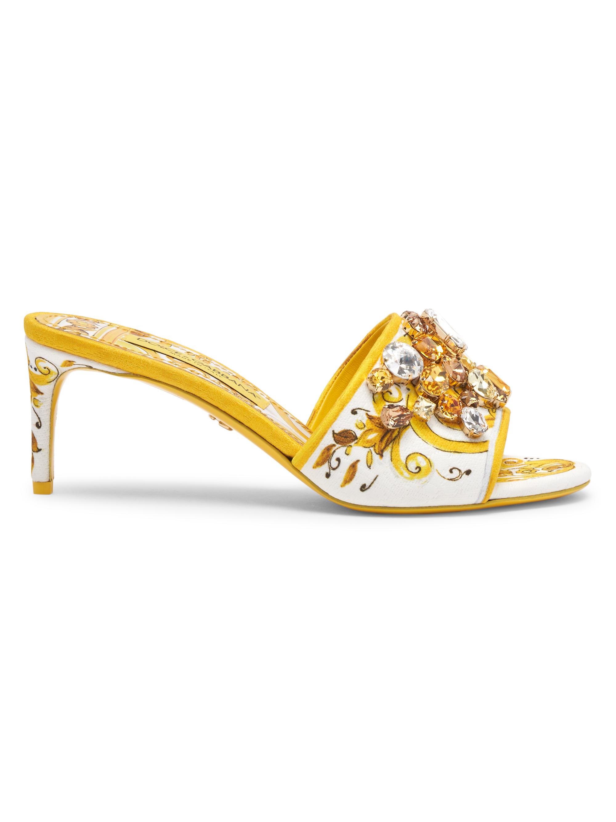 Dolce & Gabbana Women's 85MM Embellished Printed Sandals - Yellow