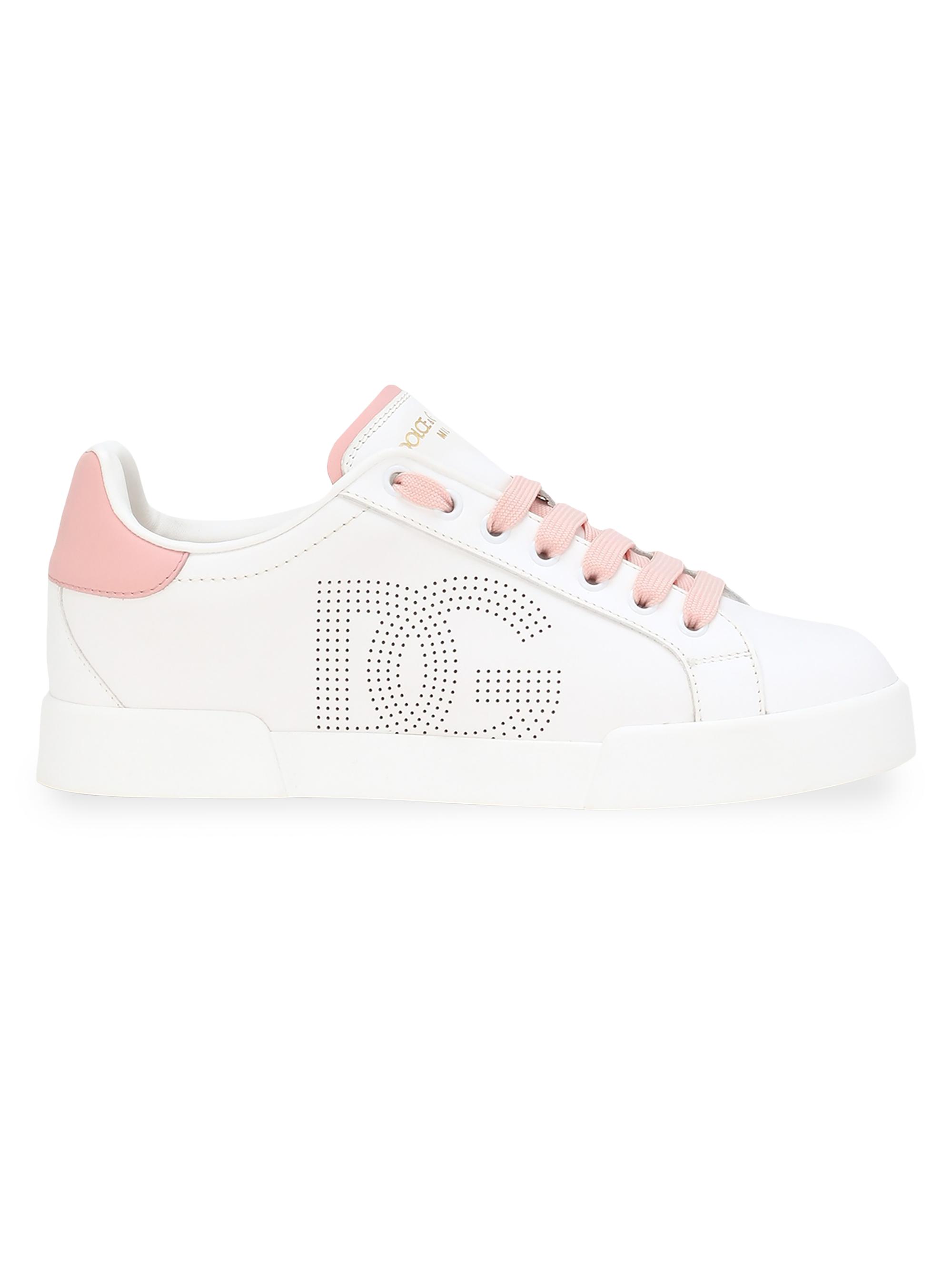 Dolce & Gabbana Women's New Portofino Low-Top Sneakers - White Pink