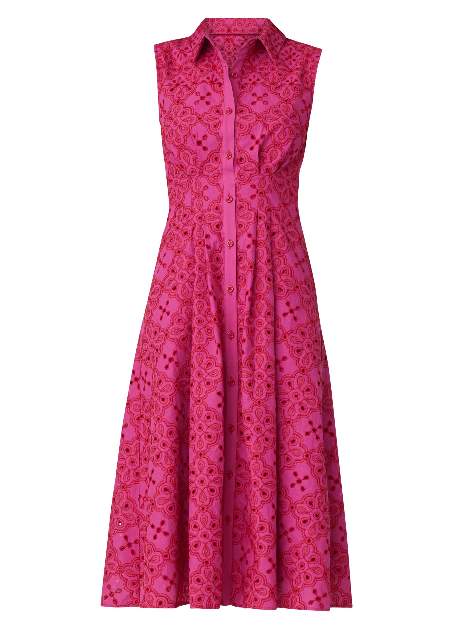 Shoshanna Women's Deco Sleeveless Shirtdress - Raspberry Red