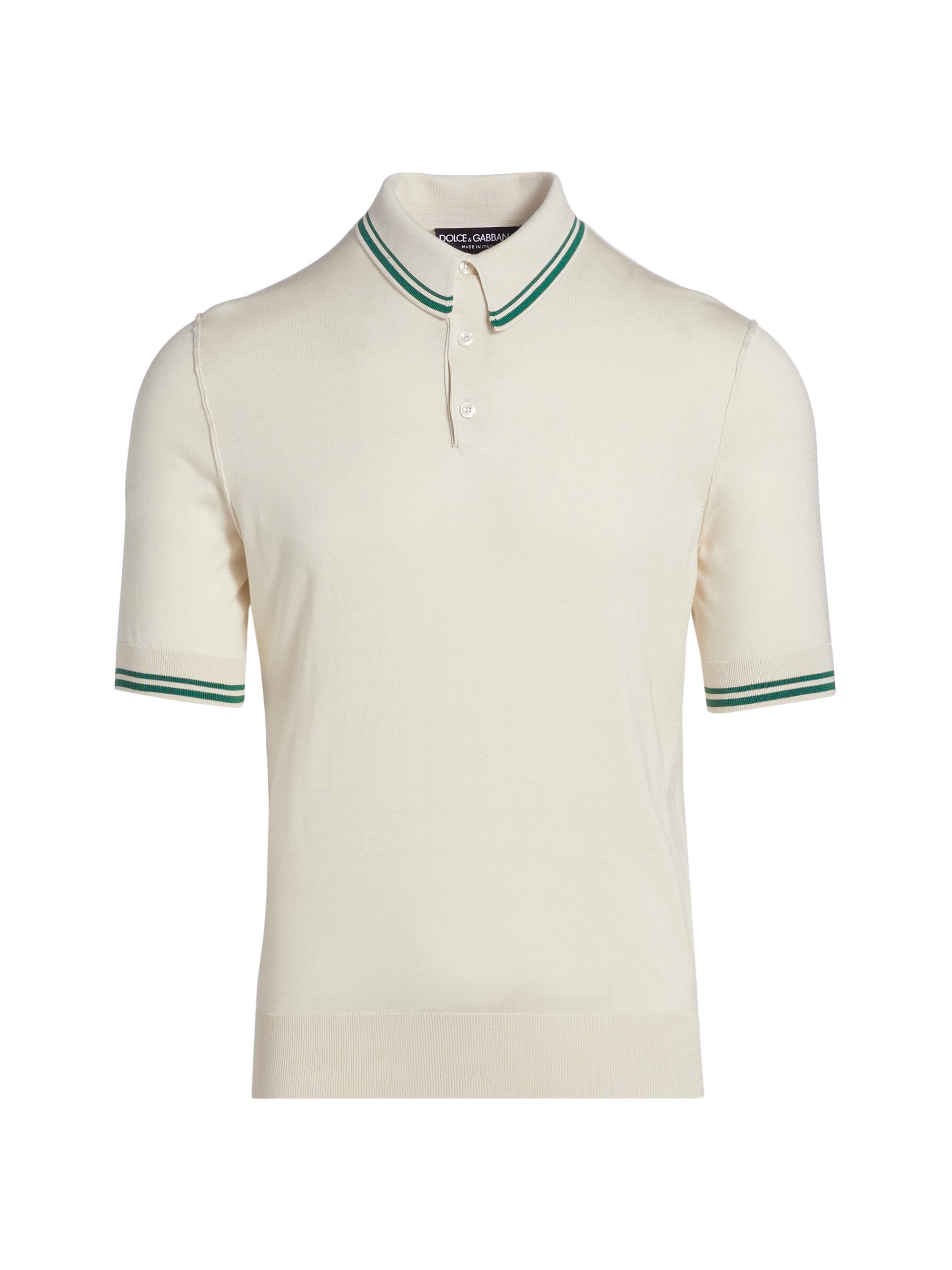 Dolce & Gabbana Men's Silk Polo Shirt - Bianco Ottico
