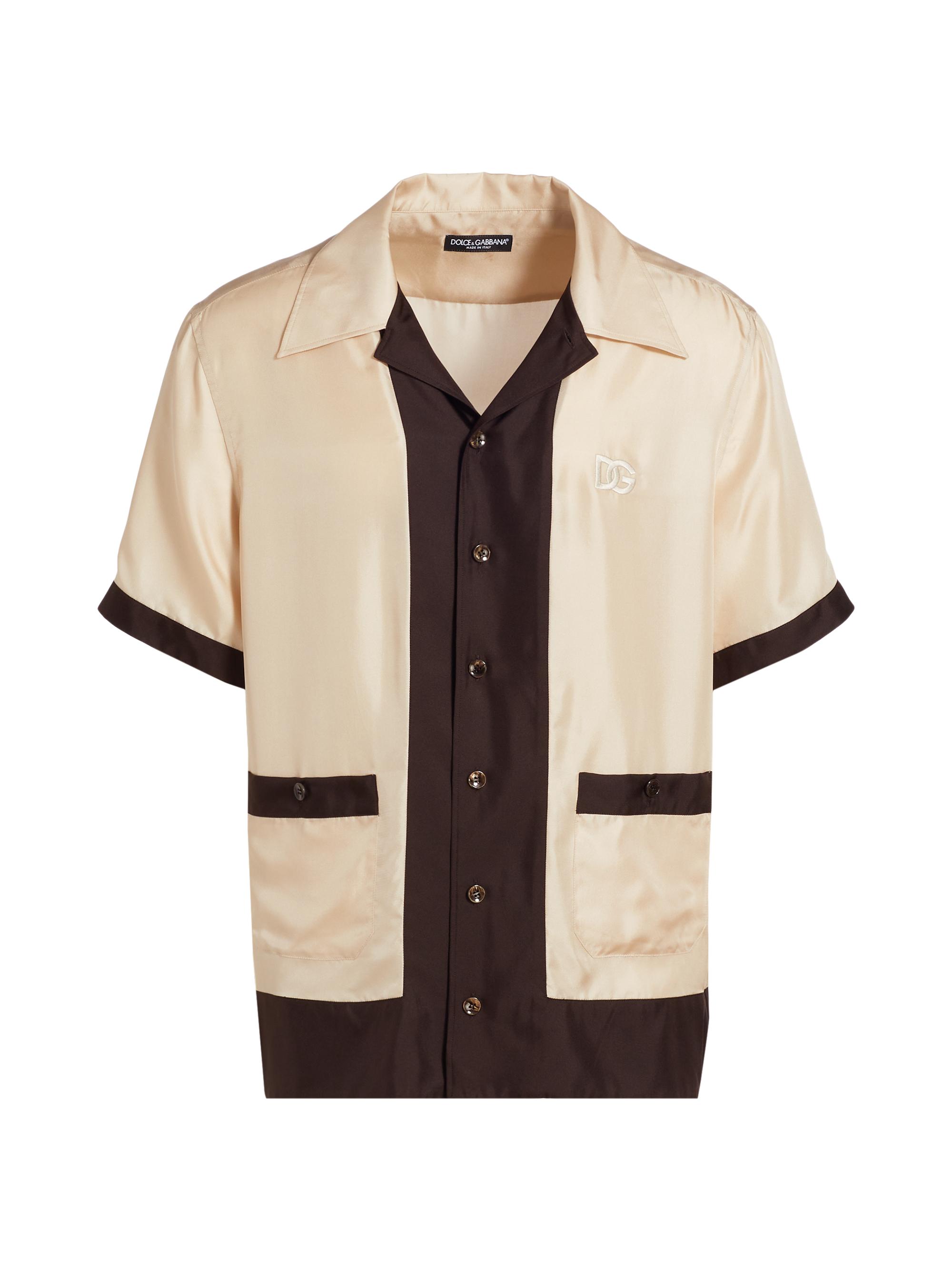 Dolce & Gabbana Men's Silk Camp Shirt - Tortora