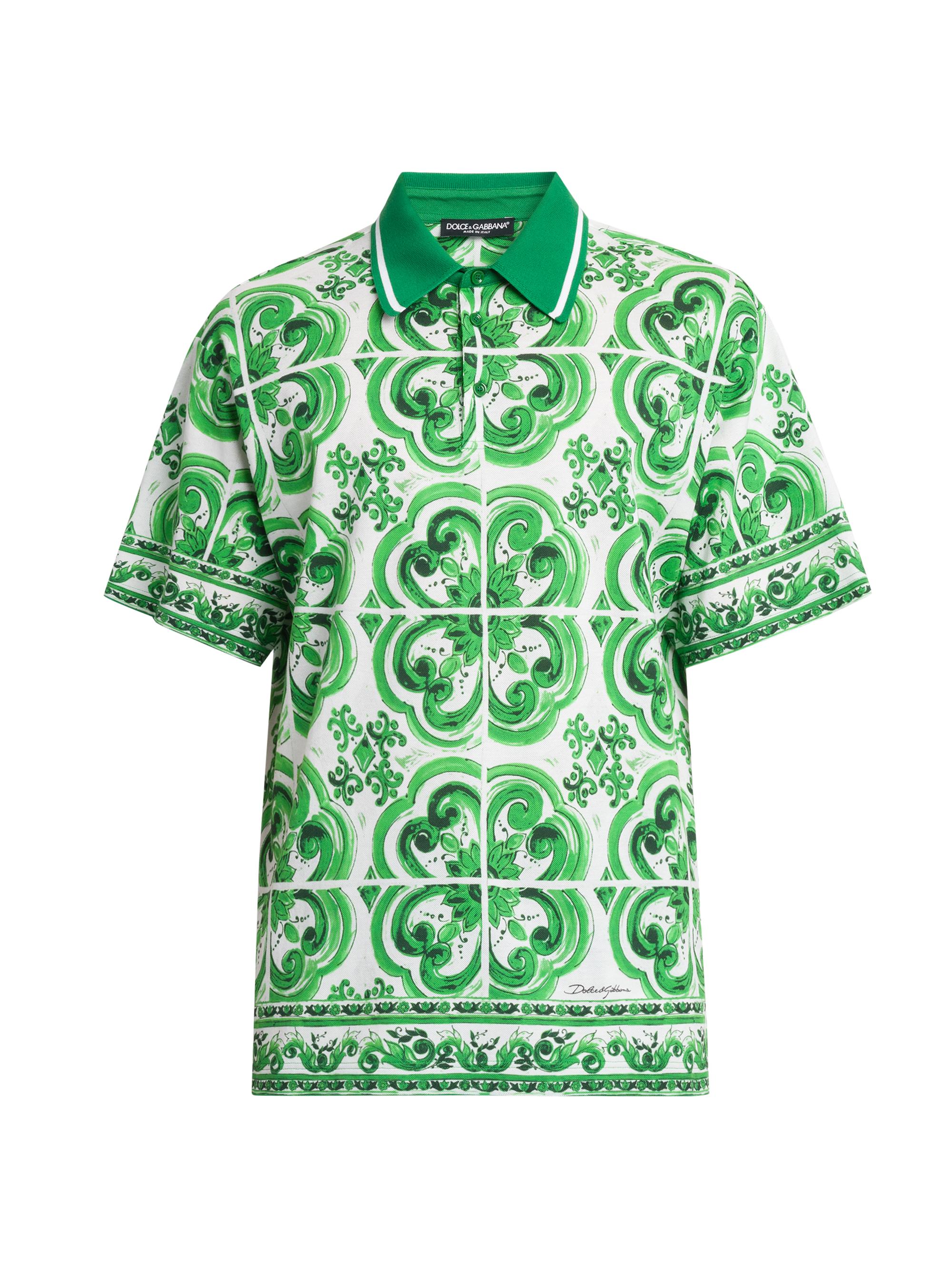 Dolce & Gabbana Men's Majolica Cotton Polo Shirt - Maiolica Verde