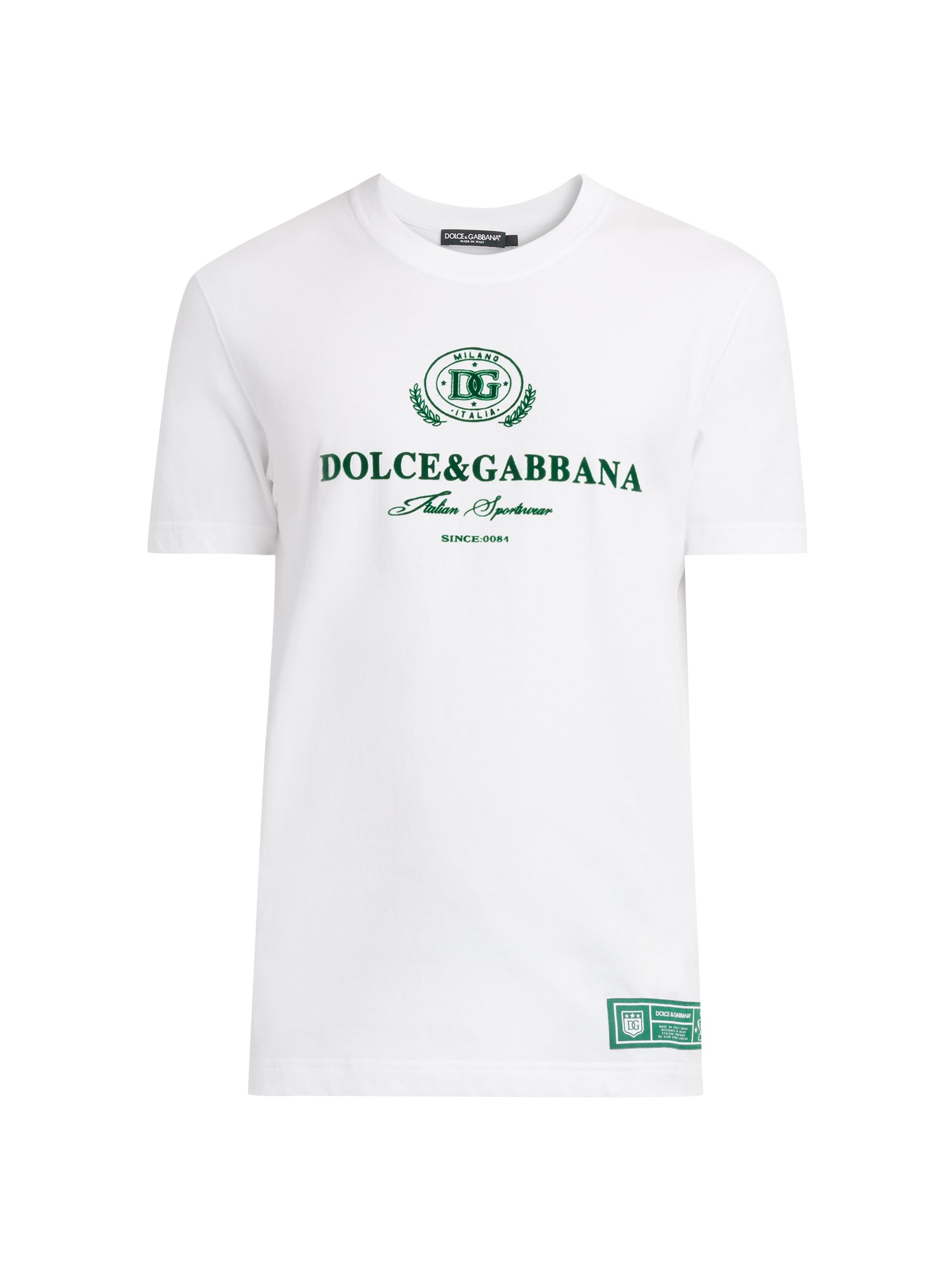 Dolce & Gabbana Men's Flocked Logo Cotton T-Shirt - Bianco Ottico