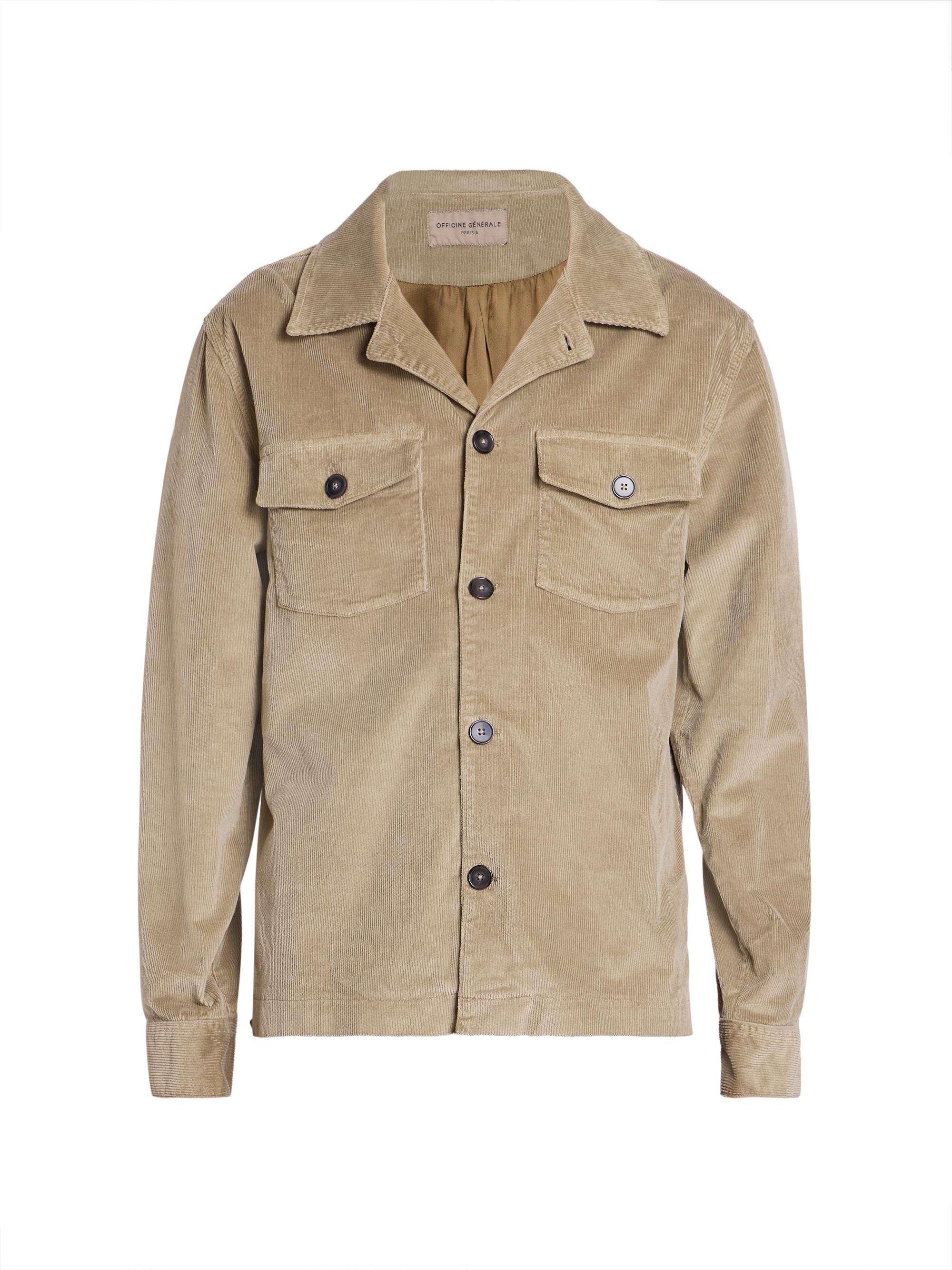 Officine Générale Men's Aylan Cotton Corduroy Overshirt - Green Sepia