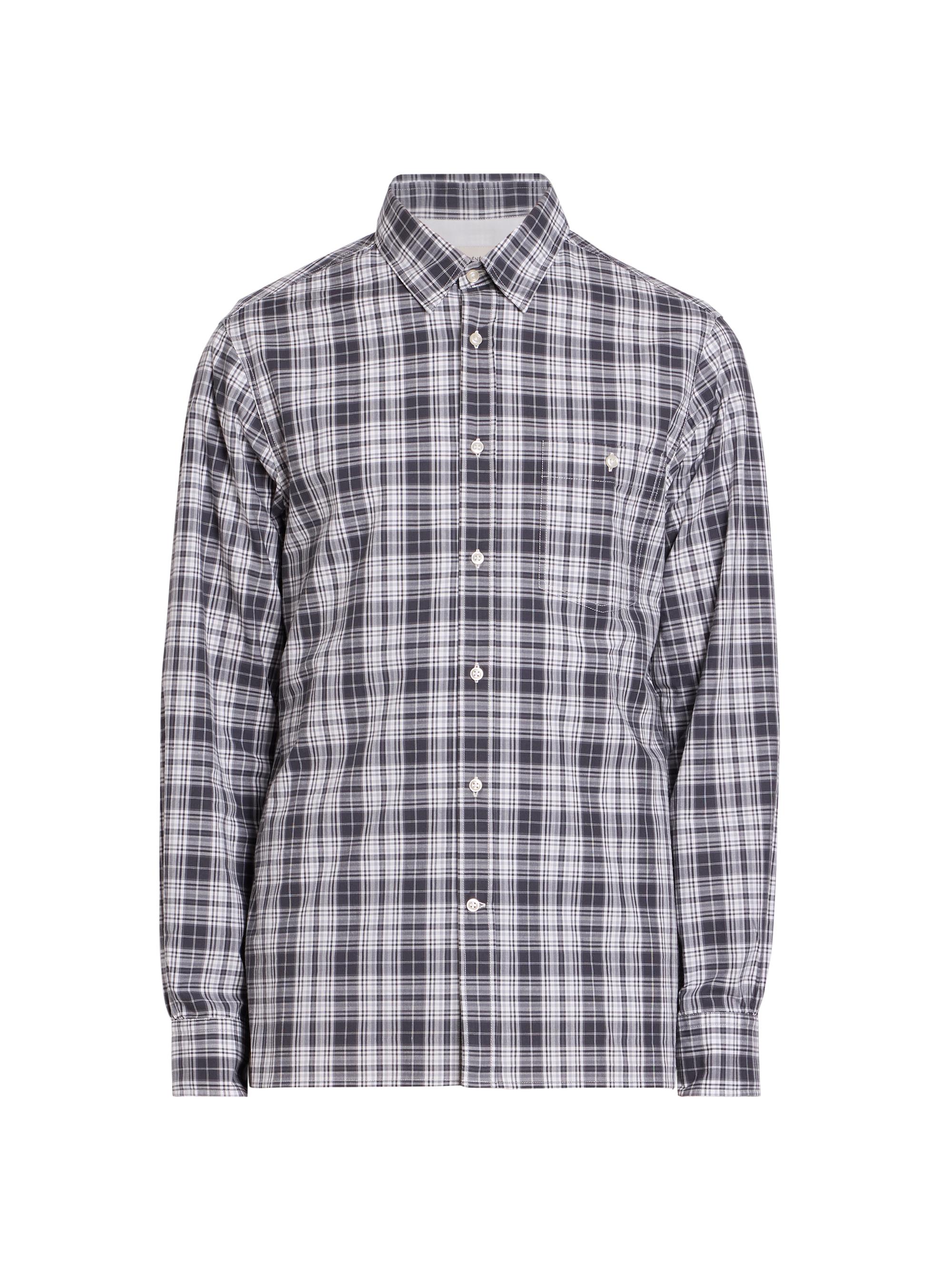 Officine Générale Men's Alex Cotton Check Shirt - Grey Mid Grey White