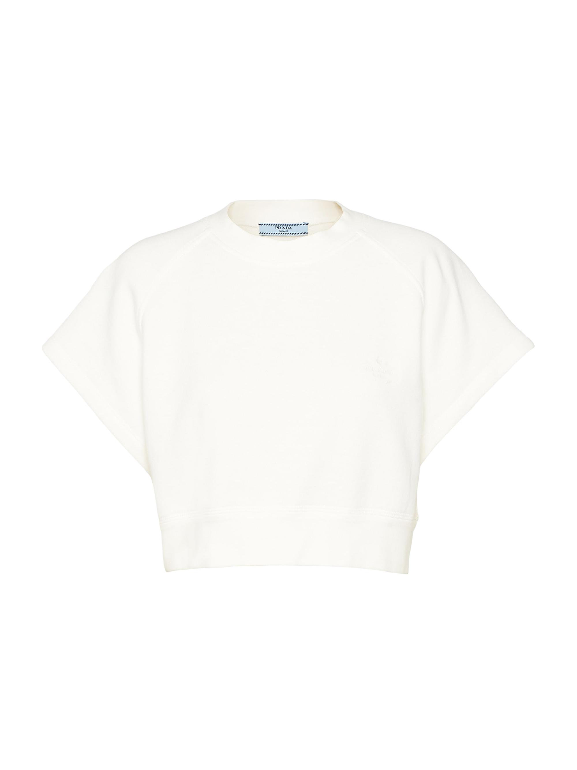 Prada Women's Short Sleeved Fleece Sweatshirt - White