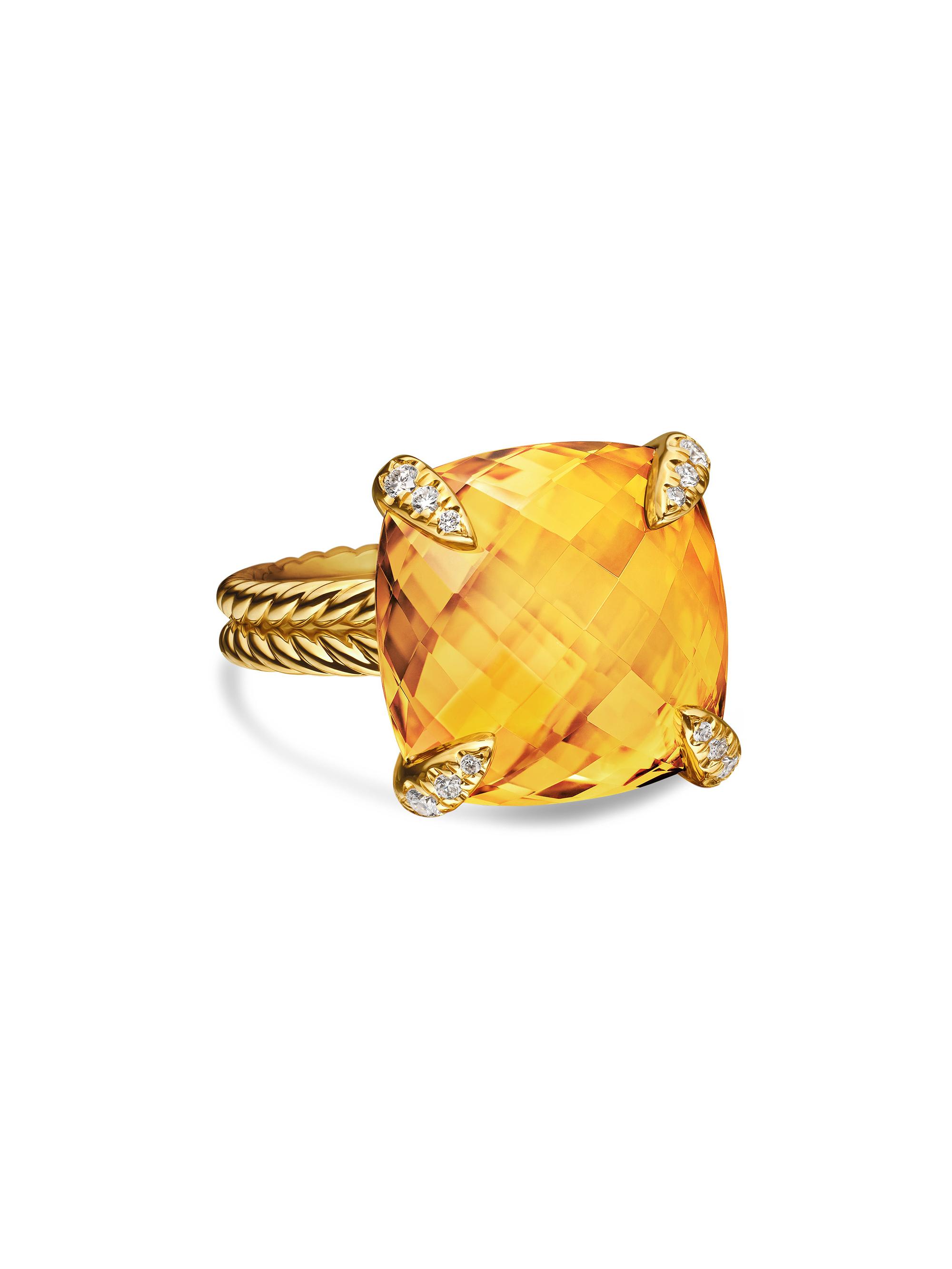 David Yurman Women's Chatelaine Ring in 18K Yellow Gold - Citrine