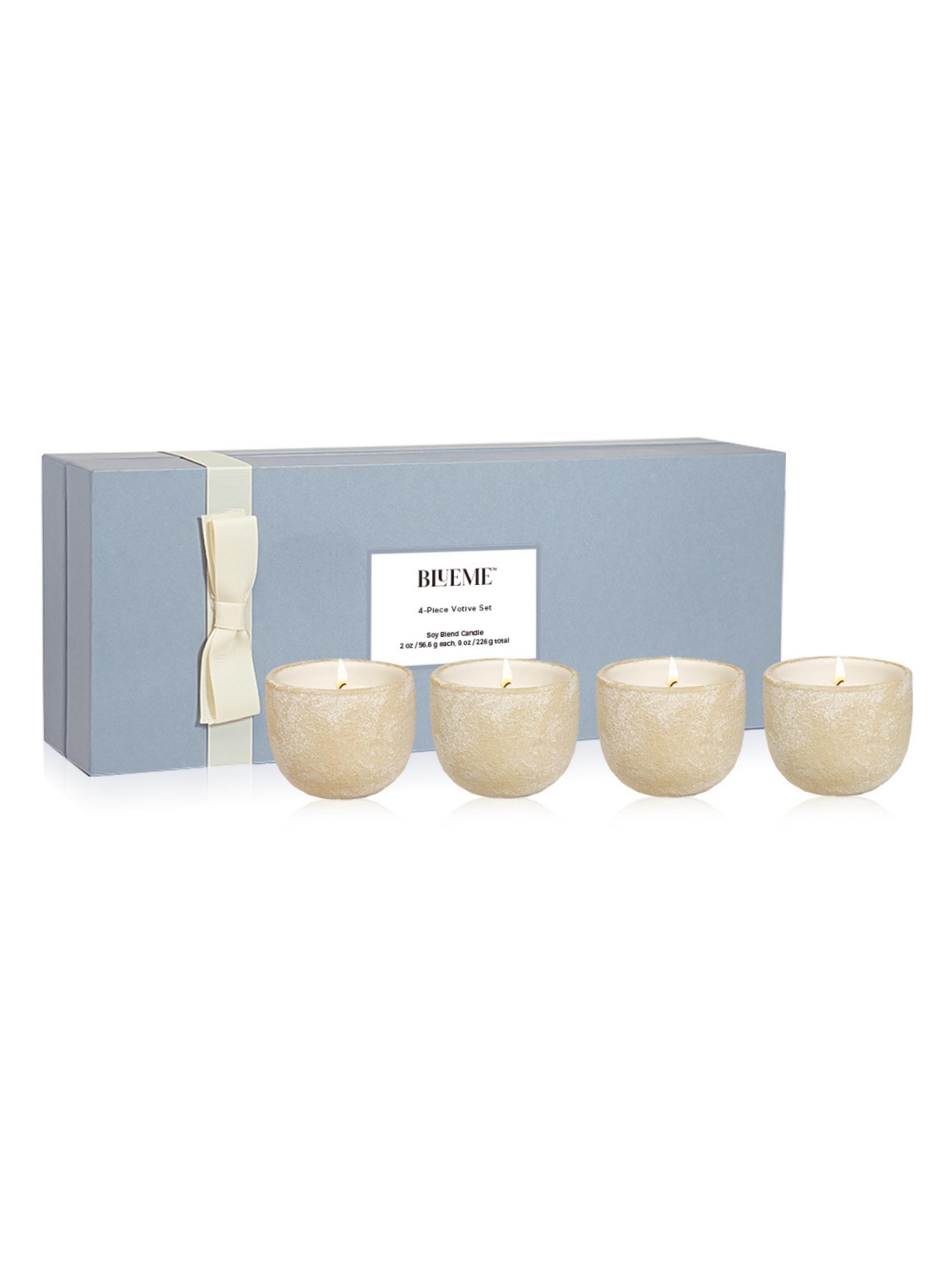 Blueme Calm, Balance, Nostalgia, & Focus 4-Piece Ceramic Votive Candle Set